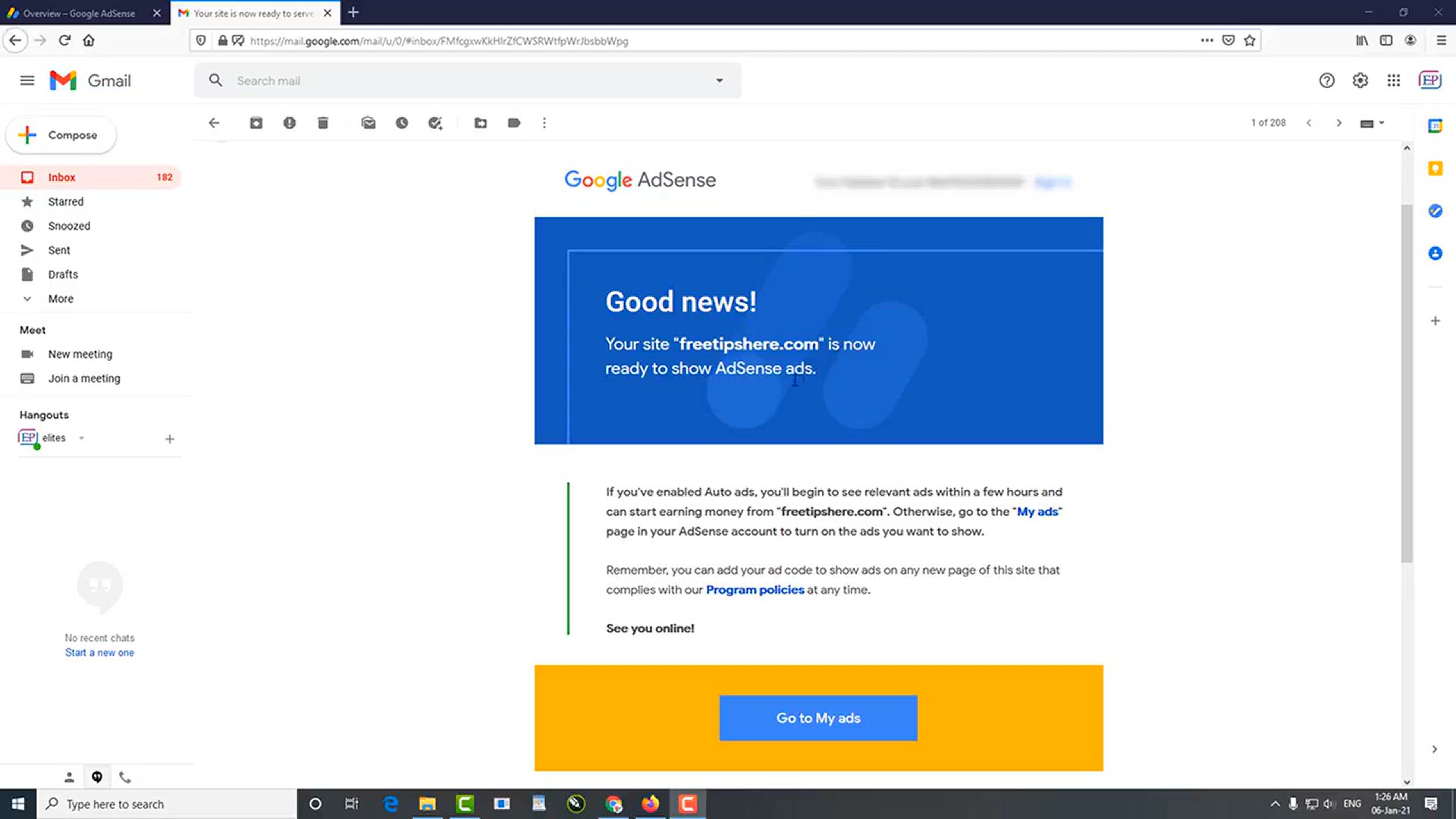 'Video thumbnail for How to Apply and Get AdSense Approval For Blogger in 2 Days Only (Live Proof)'