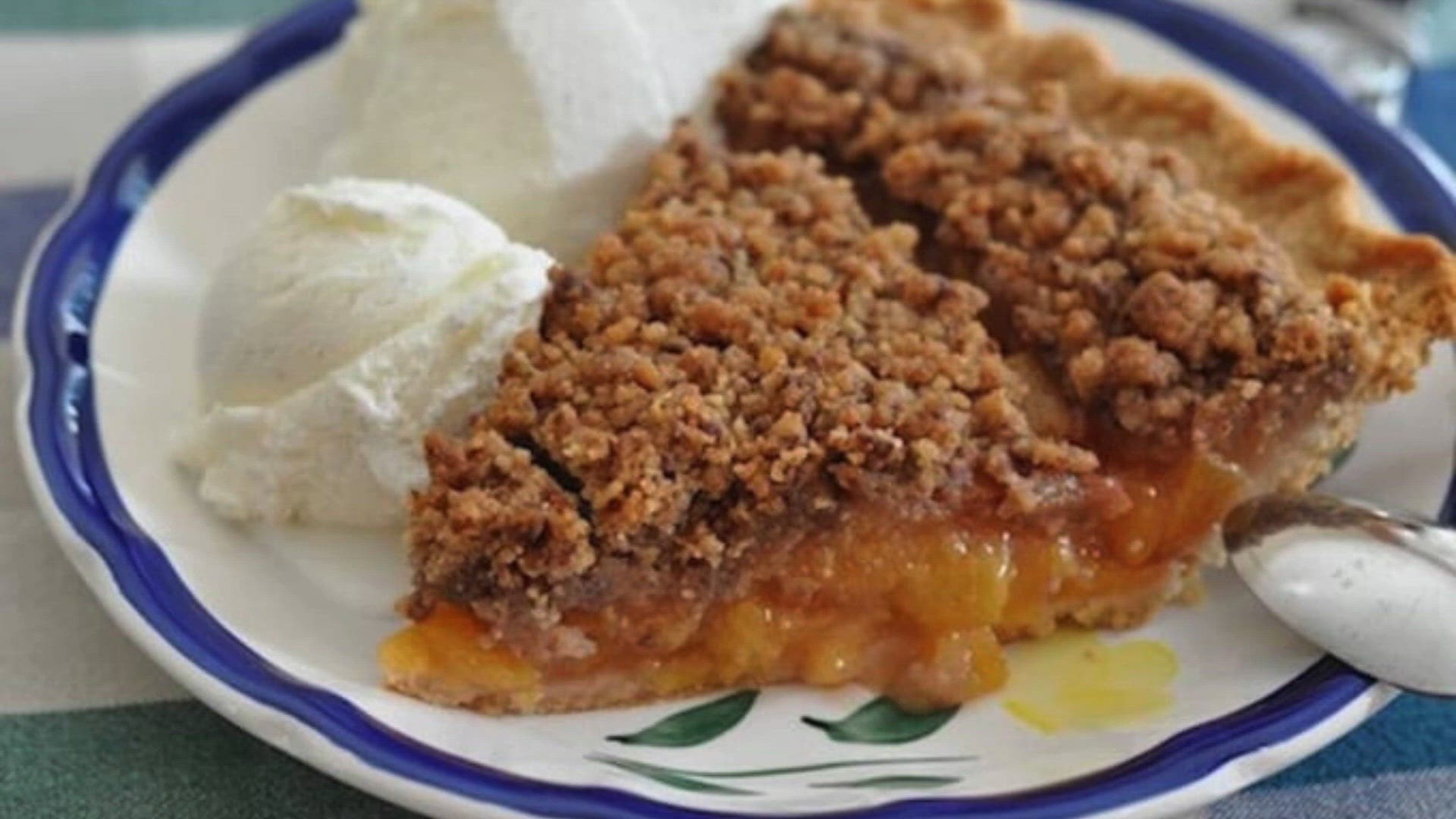 'Video thumbnail for Peach Pie with Heath Bar Crumb Topping recipe'