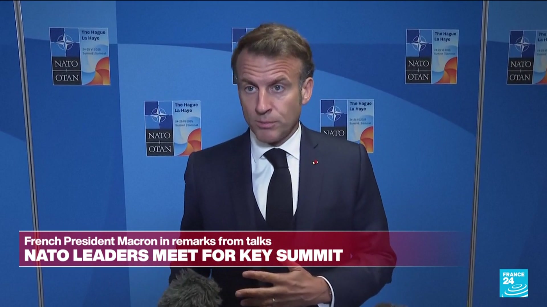 'Video thumbnail for French president Emmanuel Macron speaks at the NATO summit'