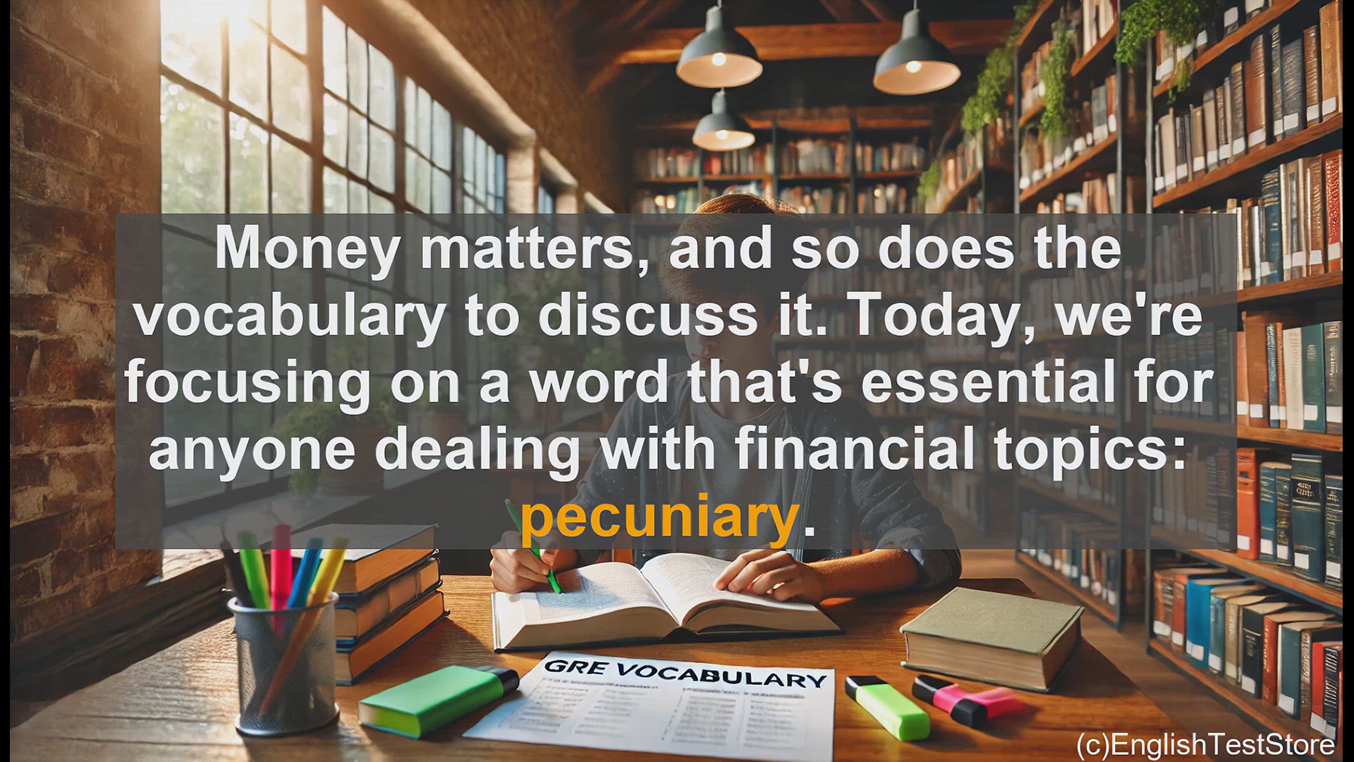 'Video thumbnail for GRE Vocabulary Lesson: Mastering the Vocabulary of Money - Pecuniary'