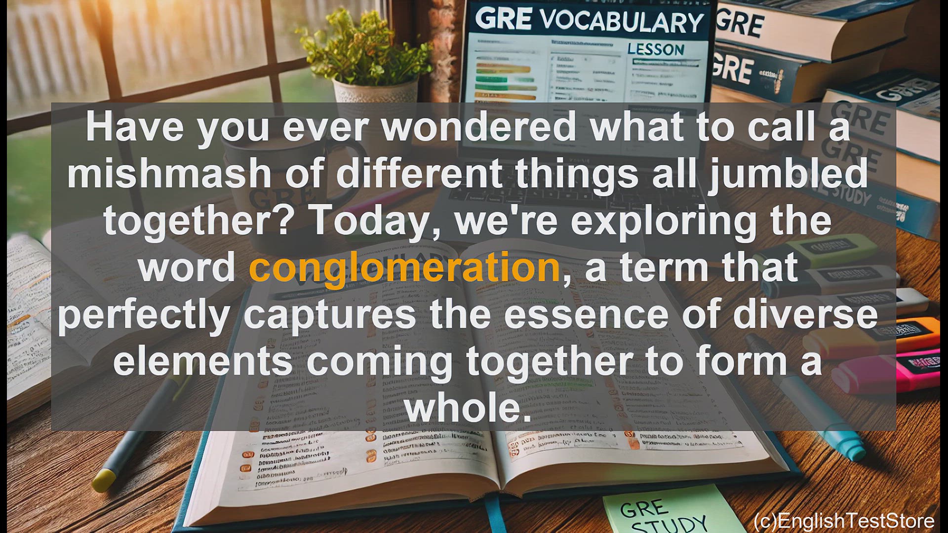'Video thumbnail for GRE Vocabulary Lesson: Exploring the Meaning of Conglomeration'