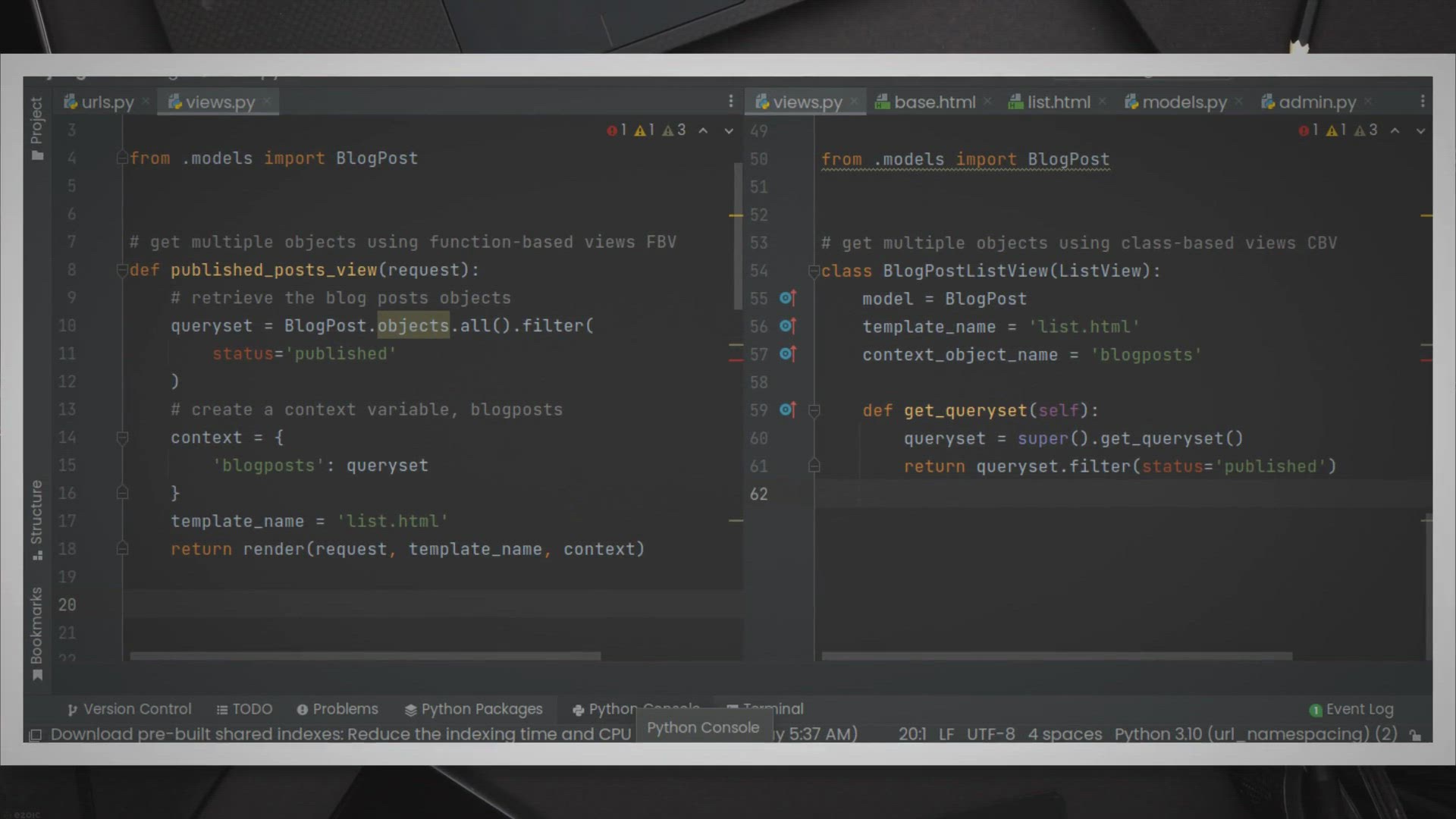 Video thumbnail for How to Get Multiple Objects in Django (Function-based & Class-based Views)