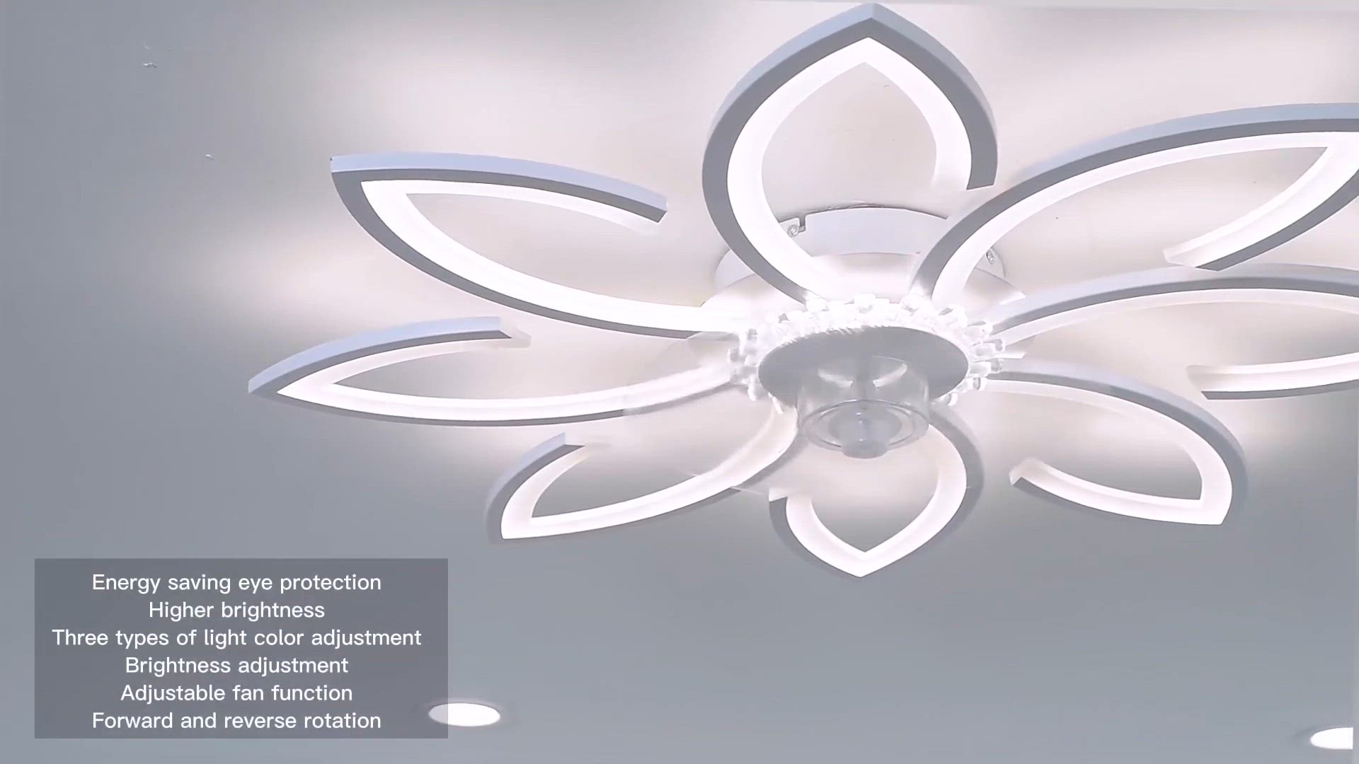 'Video thumbnail for White Flower Ceiling Fan with Lights Remote Control by MeiMeiDa'