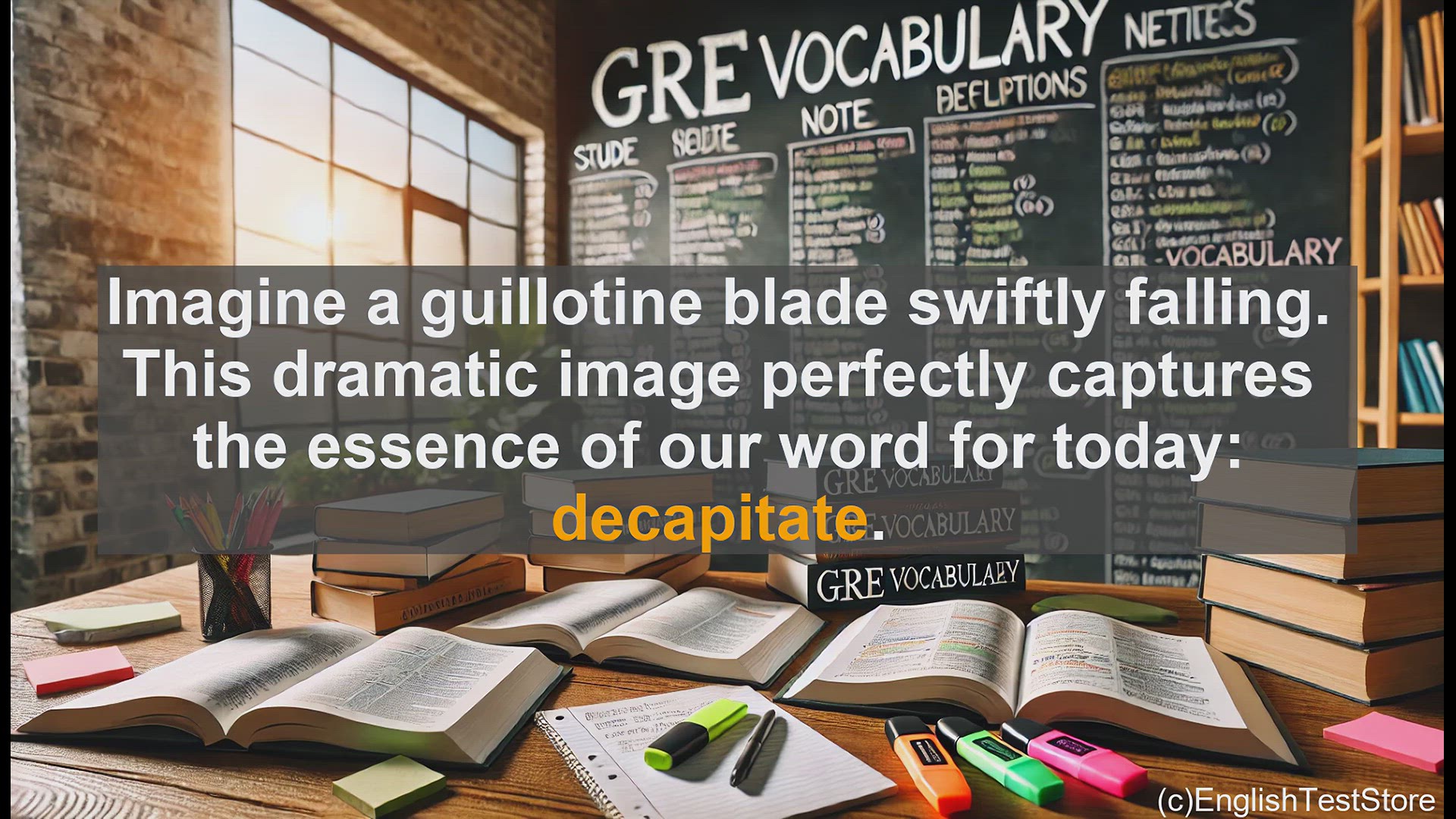 'Video thumbnail for GRE Vocabulary Lesson: Decapitate - The Powerful Verb of Severed Heads'