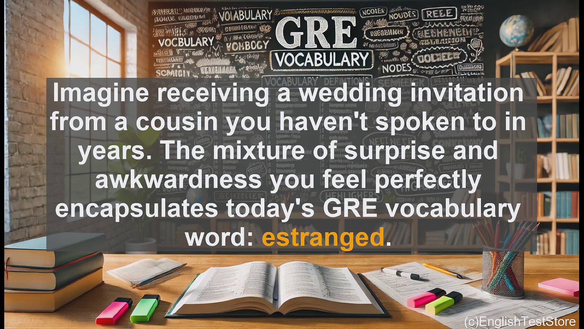 'Video thumbnail for GRE Vocabulary Lesson: Estranged - Exploring the Meaning and Nuances of a Broken Relationship'