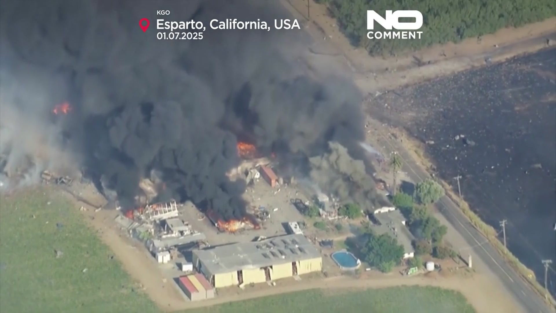 'Video thumbnail for Explosion at California fireworks site sets off massive fire'
