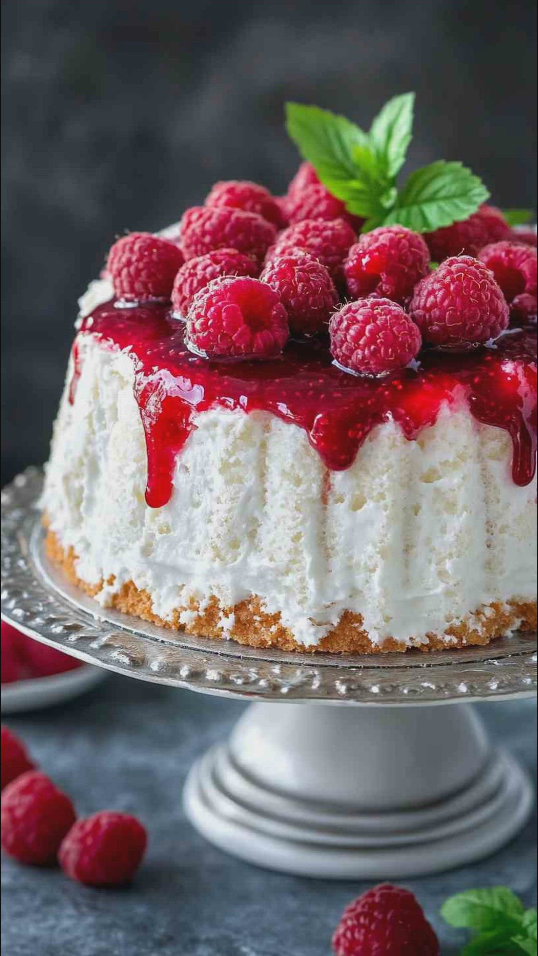 'Video thumbnail for Heavenly Angel Food Cake with Raspberry Sauce Recipe'