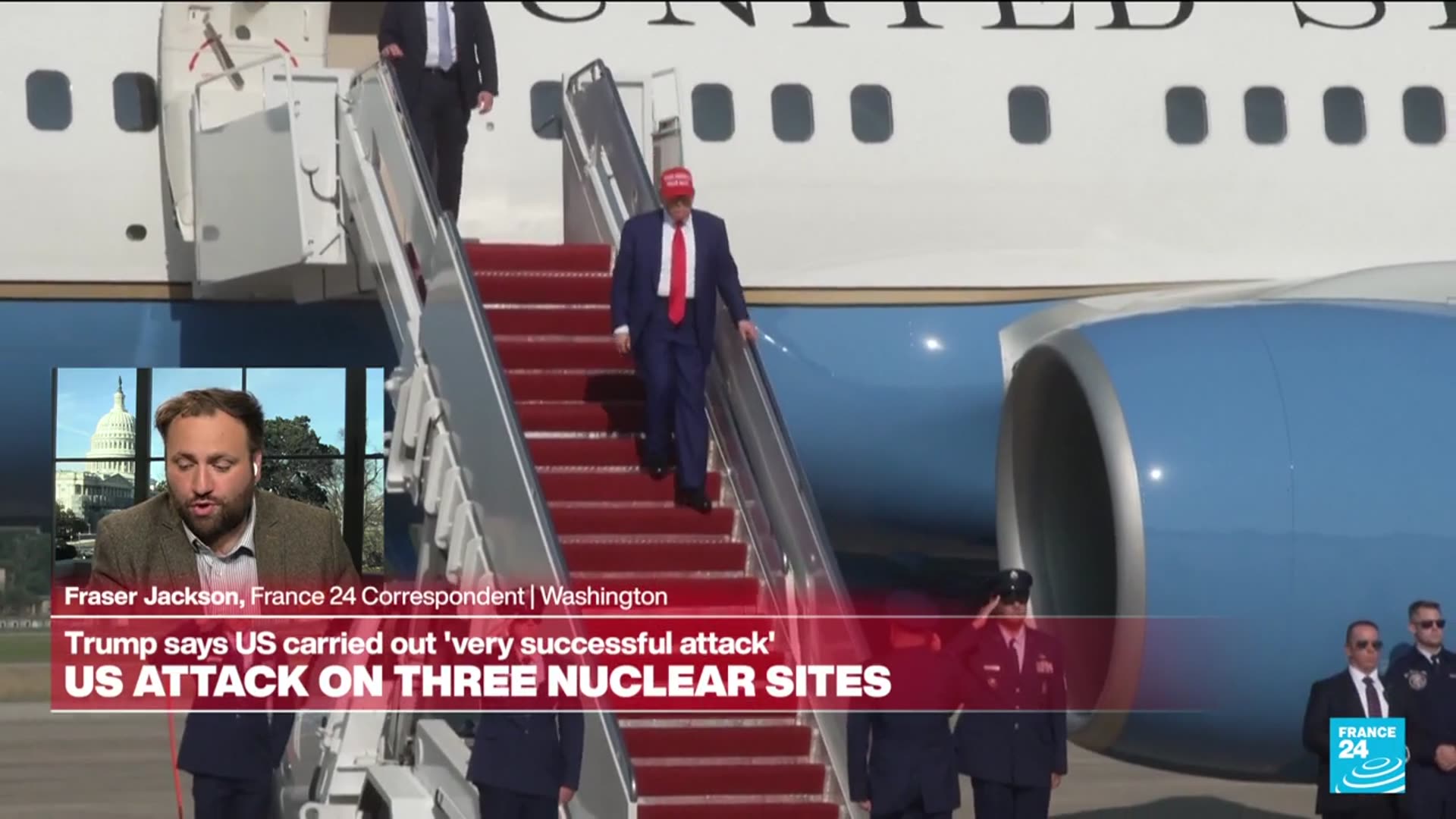 'Video thumbnail for Trump says US forces bombed Iran nuclear sites'