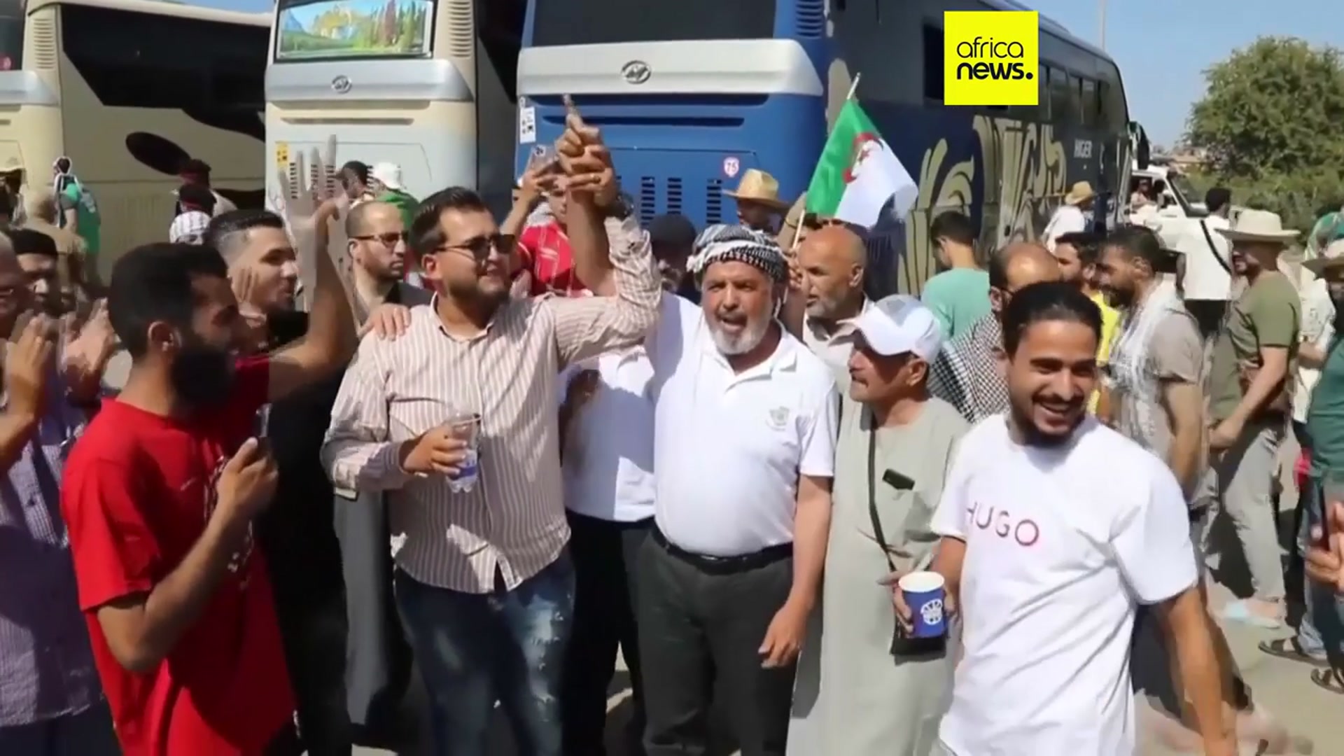 'Video thumbnail for Convoy of at least 1,500 activists heads to Gaza to challenge Israel's blockade'