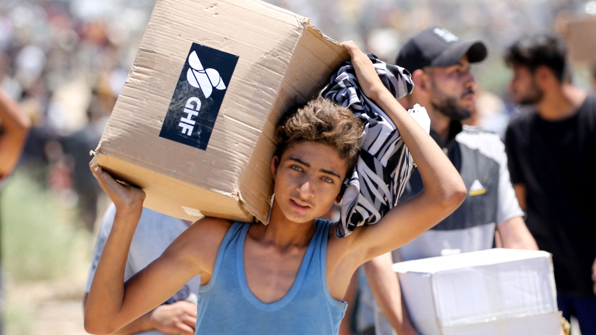 'Video thumbnail for Palestinians shot at Gaza food sites run by US- and Israel-backed aid group: AP report'