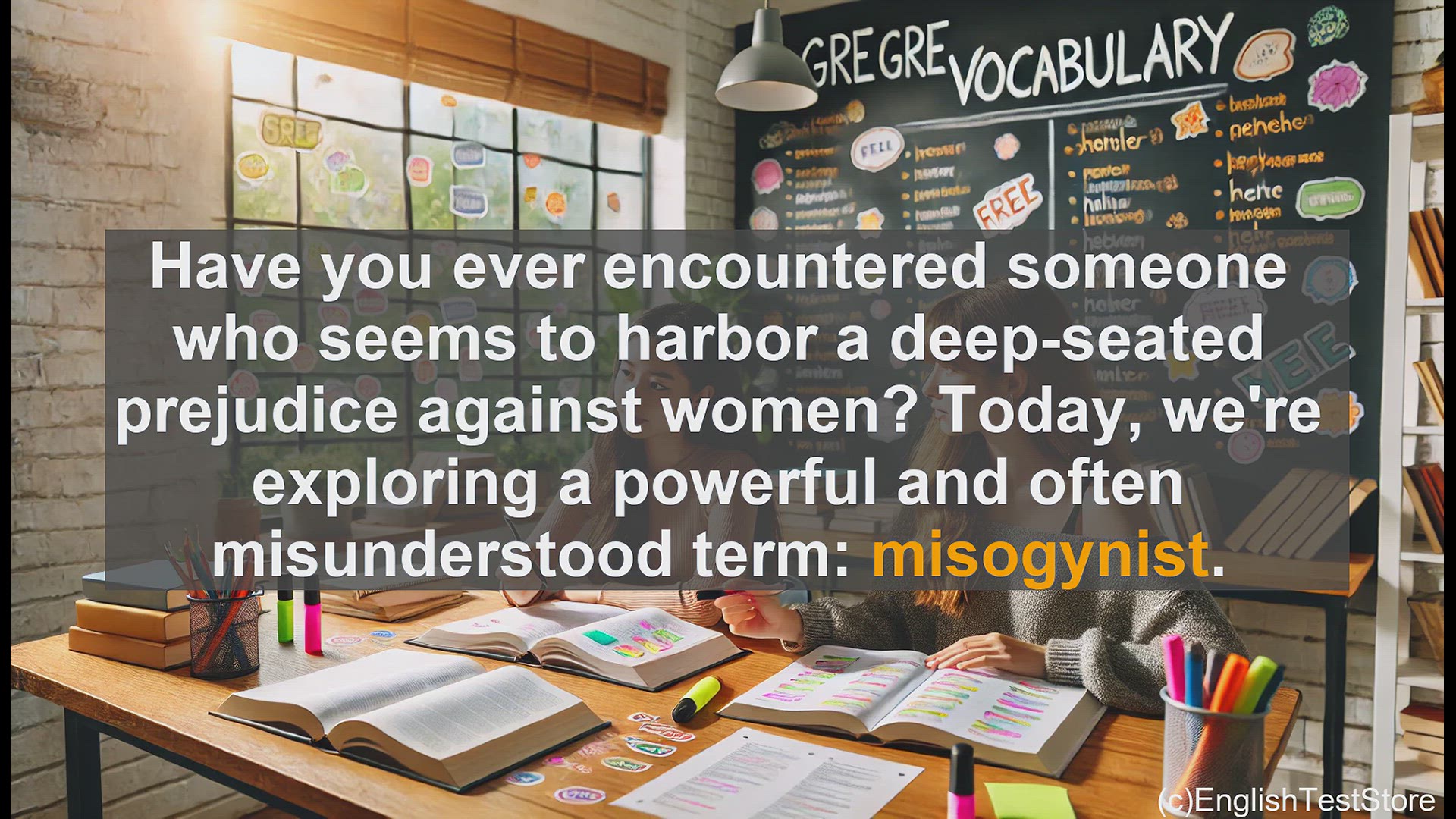 'Video thumbnail for GRE Vocabulary Lesson: Exploring Misogyny - Understanding a Powerful and Pervasive Prejudice'