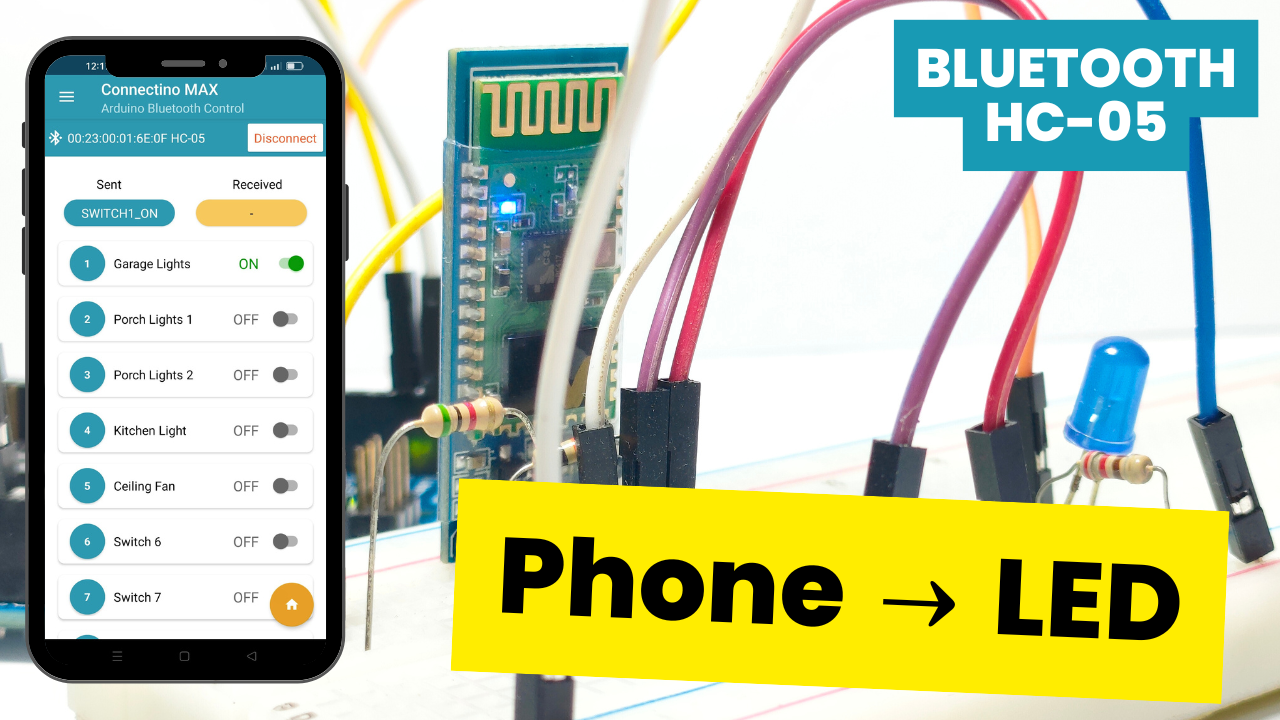 'Video thumbnail for How to Control an LED with Your Phone Using Arduino and HC-05 Bluetooth Module'