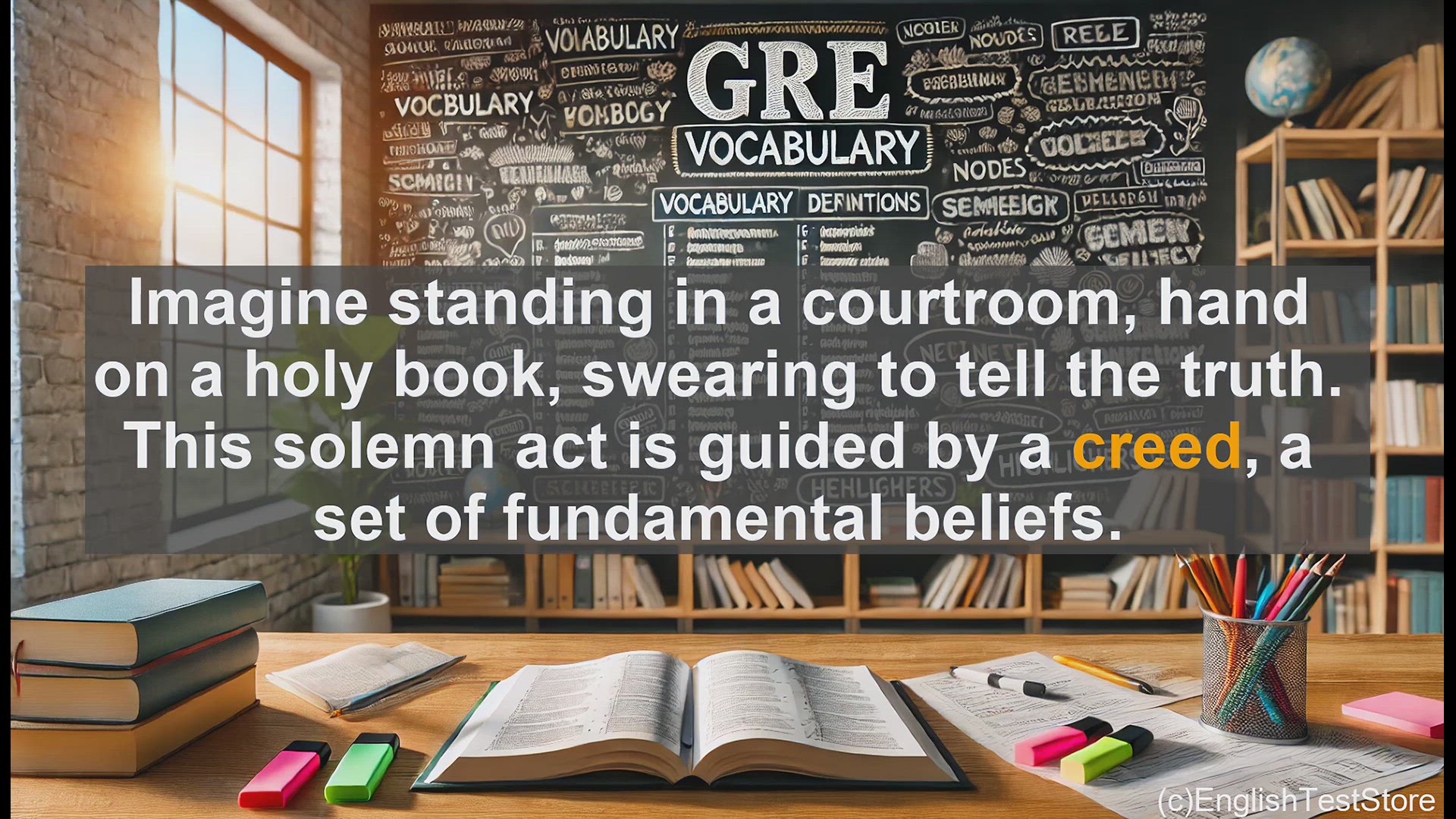 'Video thumbnail for GRE Vocabulary Lesson: Exploring the Meaning and Significance of Creed'