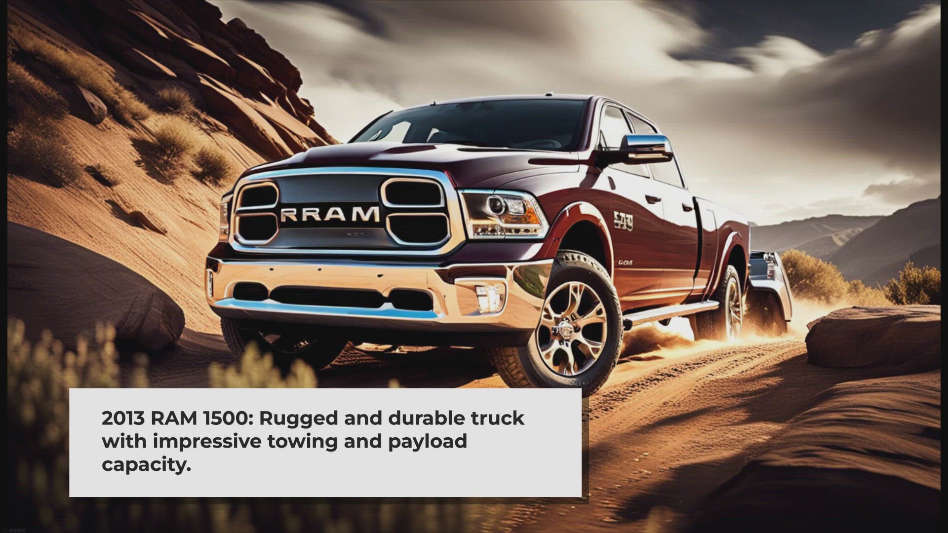 'Video thumbnail for 2013 RAM 1500 Towing Capacity & Payload (with Charts). Hitch, GVWR, trailer weight, towable vehicles, towing safety, accessories, and guidelines, GCWR, Tow package, Charts, Tongue weight, Tow vehicle, Fifth-wheel, Gooseneck, limits, tips.'