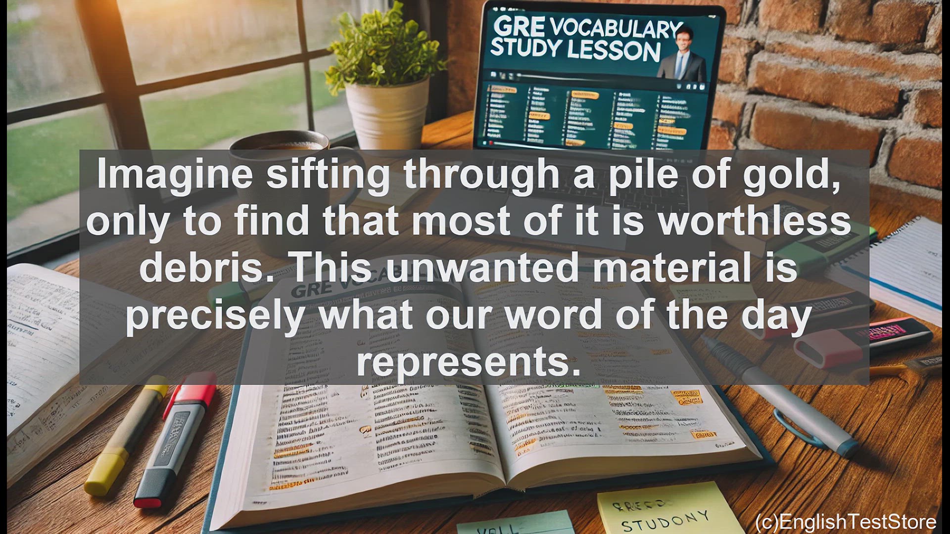 'Video thumbnail for GRE Vocabulary Lesson: Separating the Valuable from the Worthless - Understanding the GRE Word 'Dross''