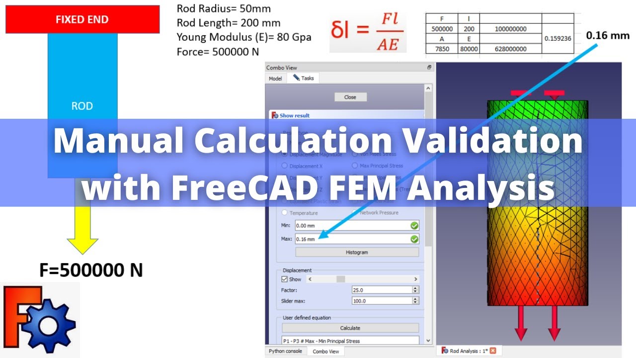 'Video thumbnail for Manual Calculation Validation with FreeCAD FEM Analysis | FreeCAD FEM | FreeCAD Analysis |'
