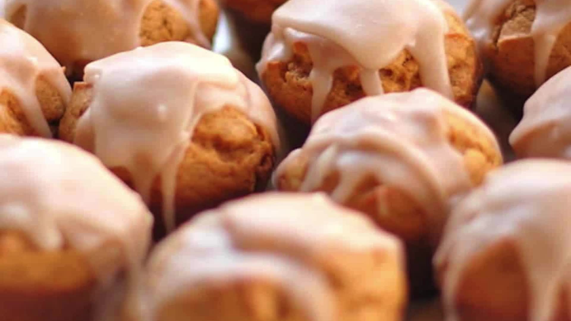 'Video thumbnail for Maple Glazed Pumpkin Muffins recipe'