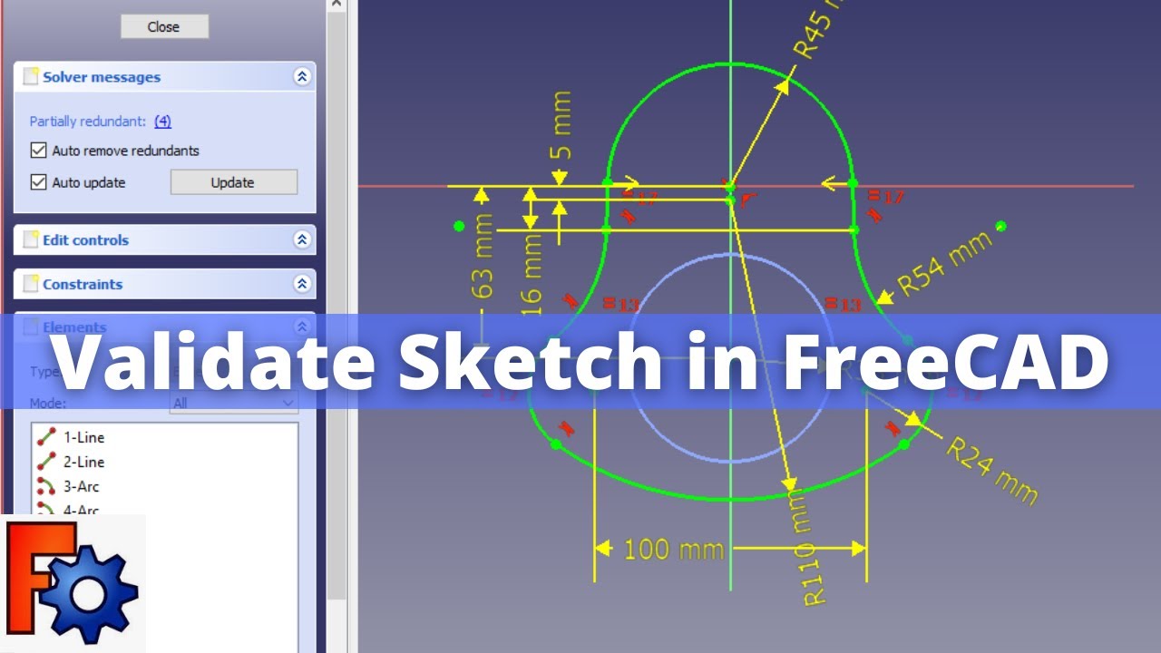 'Video thumbnail for Validate Sketch in FreeCAD | FreeCAD Tutorial | FreeCAD Sketching |'