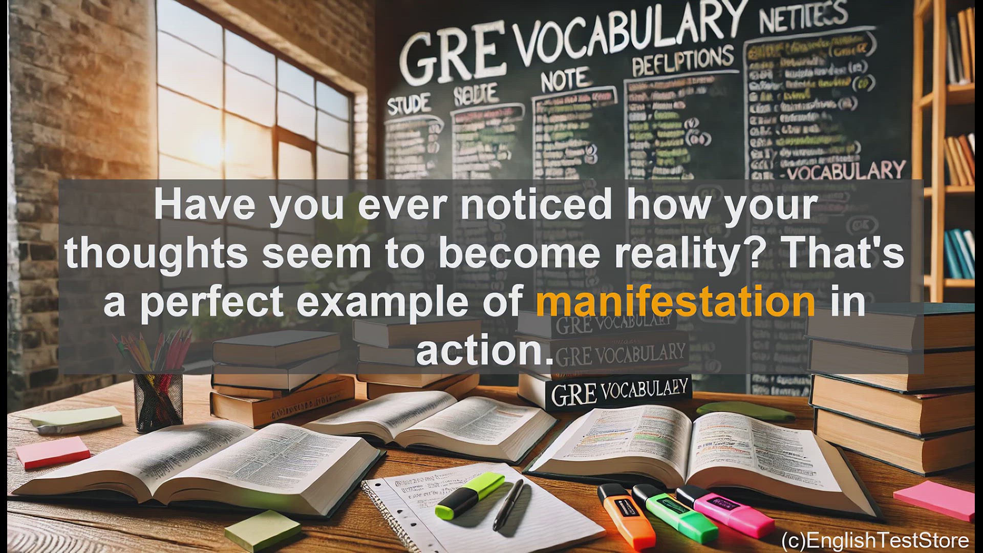 'Video thumbnail for GRE Vocabulary Lesson: Exploring the Concept of Manifestation'