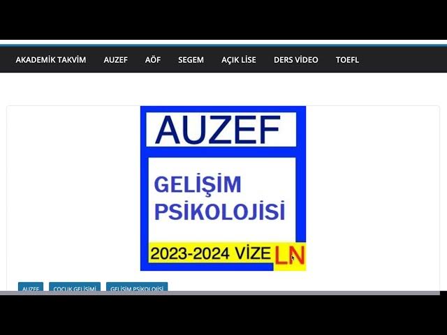 'Video thumbnail for Auzef Gelişim Psikolojisi 2024 Vize Soruları'