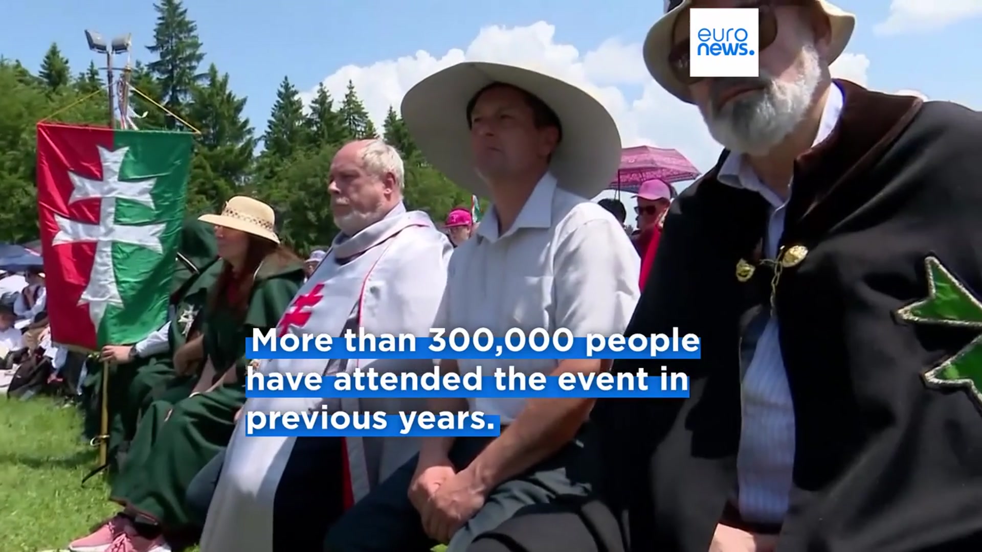 'Video thumbnail for Thousands of pilgrims observe traditional Pentecost at Șumuleu Ciuc in Romania'
