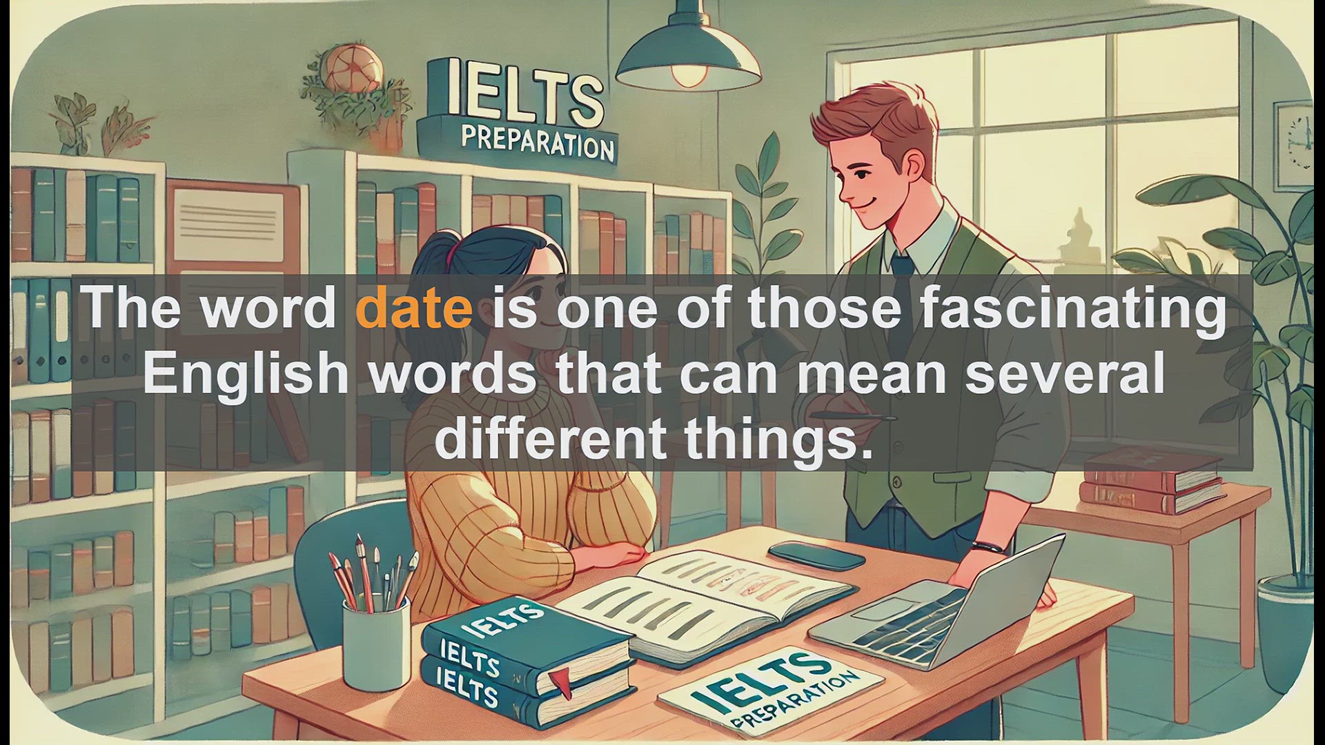 'Video thumbnail for 2500 Must Know IELTS 5.5 Vocabulary - Understanding the Word 'Date': Multiple Meanings and Uses'