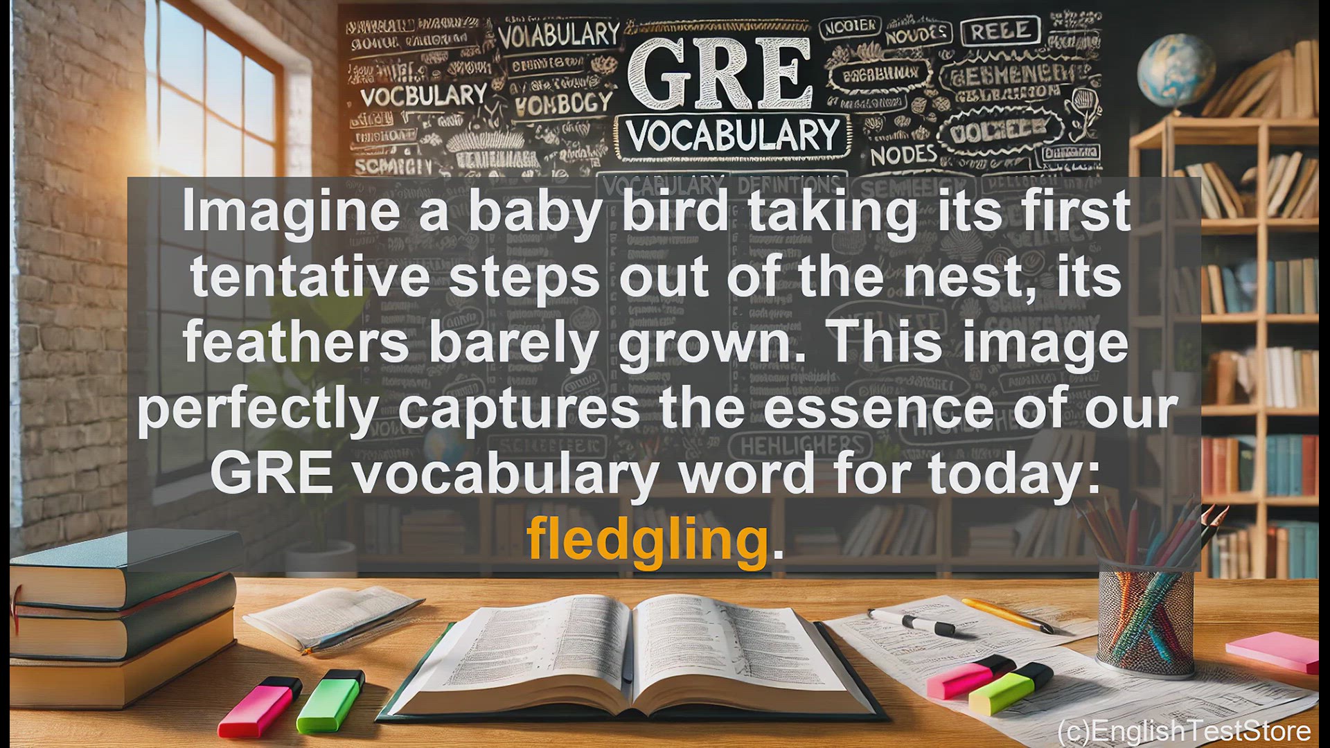 'Video thumbnail for GRE Vocabulary Lesson: GRE Vocabulary - Understanding 'Fledgling''