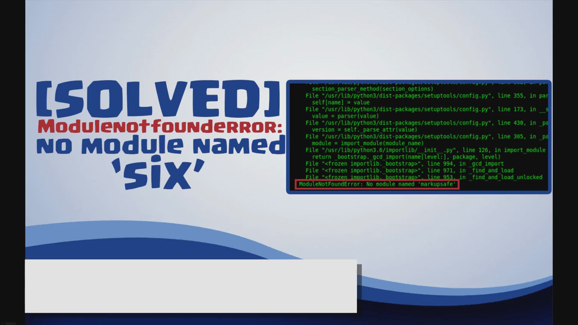 'Video thumbnail for Modulenotfounderror: no module named six'