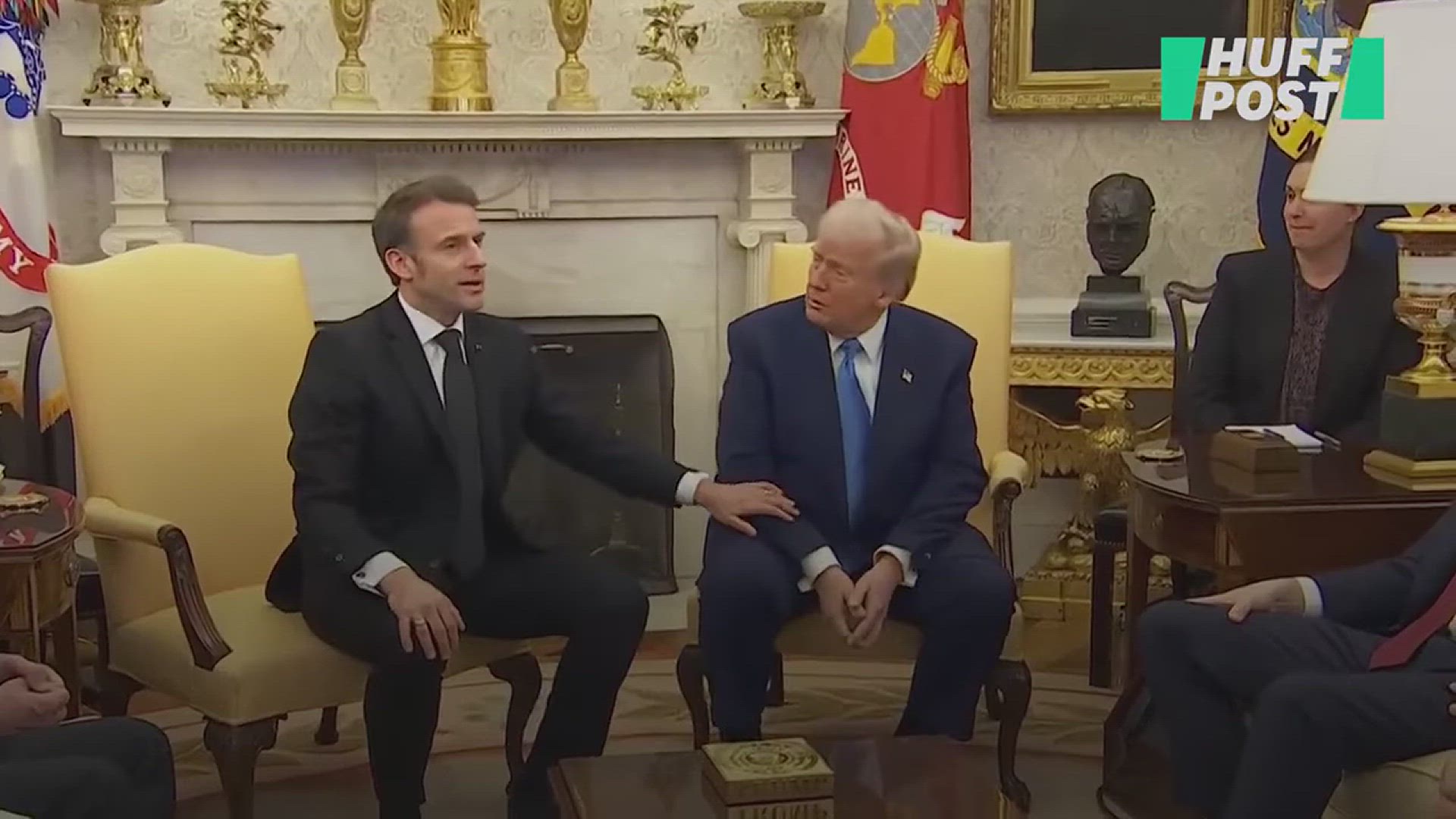 'Video thumbnail for On Ukraine, Macron Publicly Corrects Trump – And His Expression Says It All'