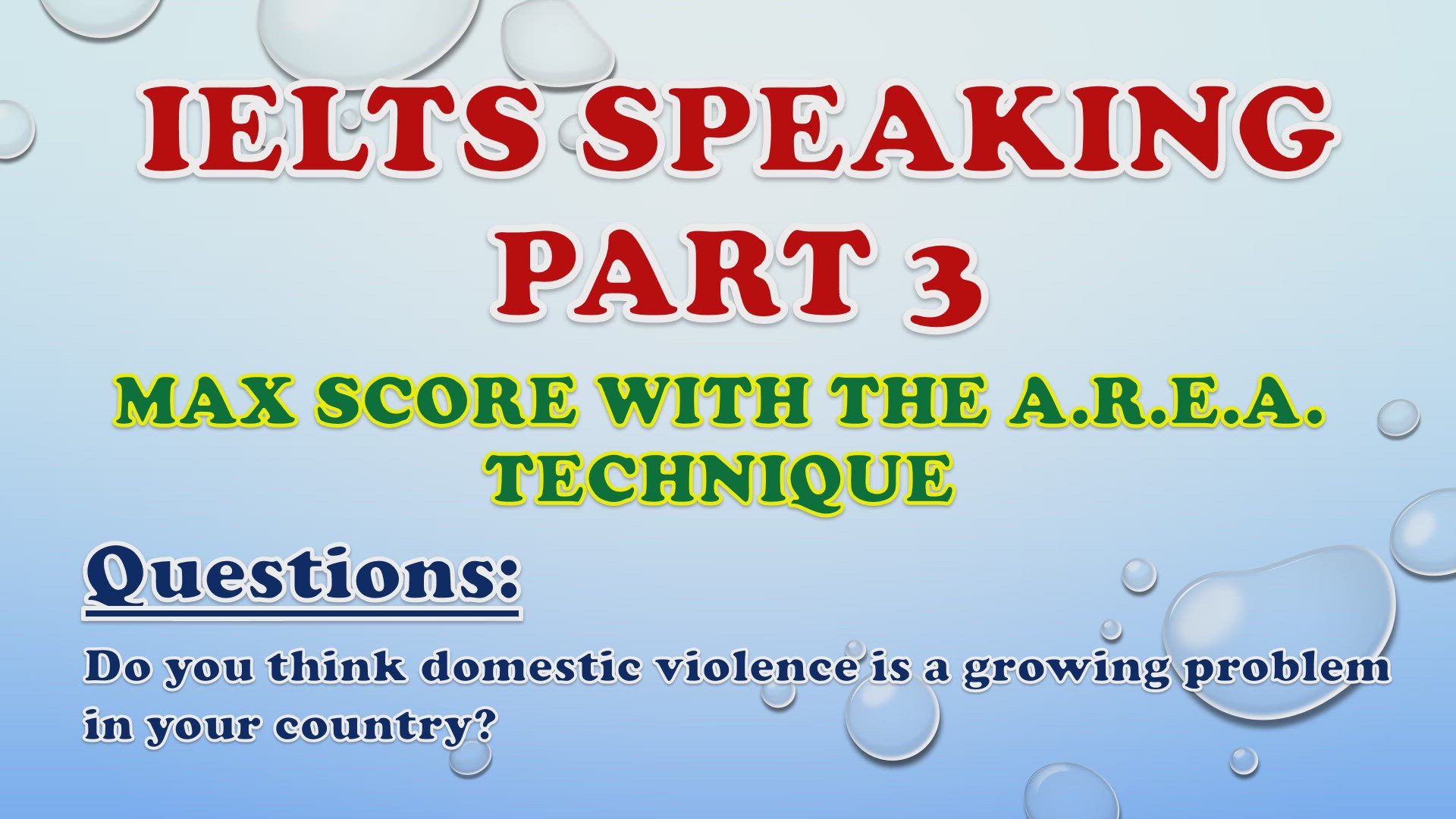 'Video thumbnail for Do you think domestic violence is a growing problem in your country? - IELTS Speaking Part 3'