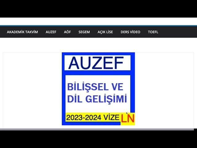 'Video thumbnail for Auzef Bilişsel Ve Dil Gelişimi 2024 Vize Soruları'