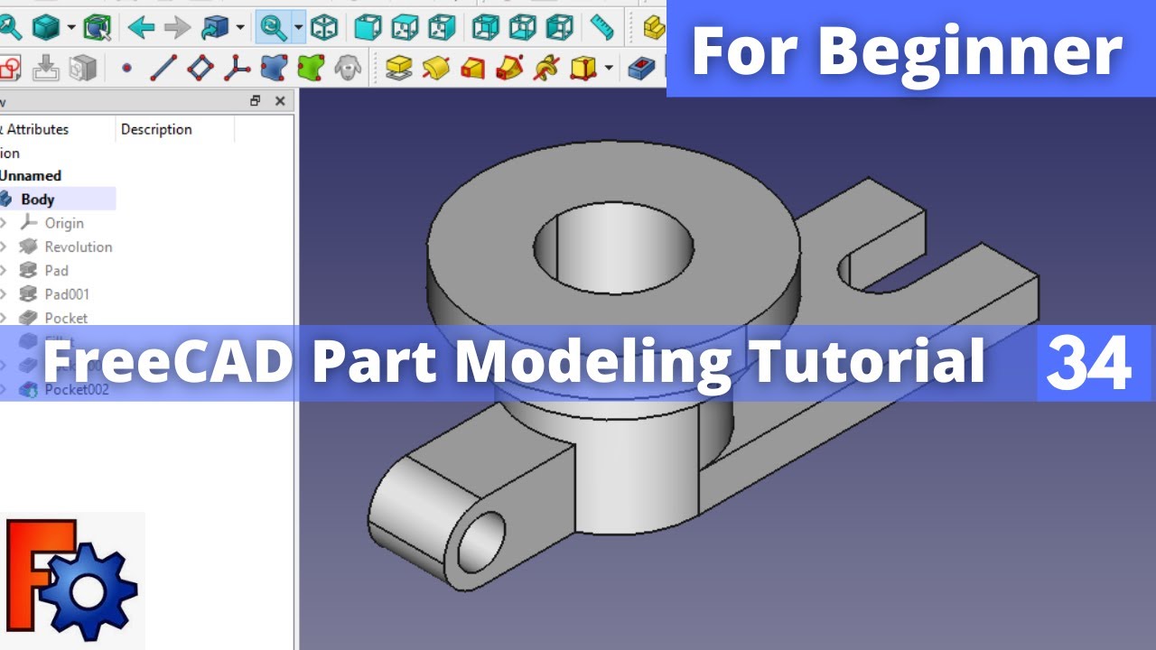 'Video thumbnail for FreeCAD Part Modeling Tutorial 34 | FreeCAD Tutorial | FreeCAD Part Design | Mechnexus |'