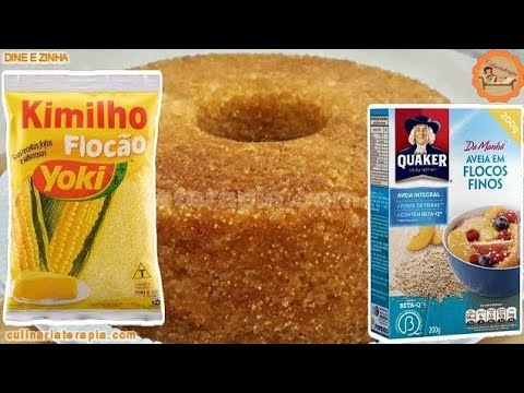 'Video thumbnail for Bolo Fofinho de Flocão de Milho e Aveia, Úmido e Macio Para o Lanche e Café da Manhã.'