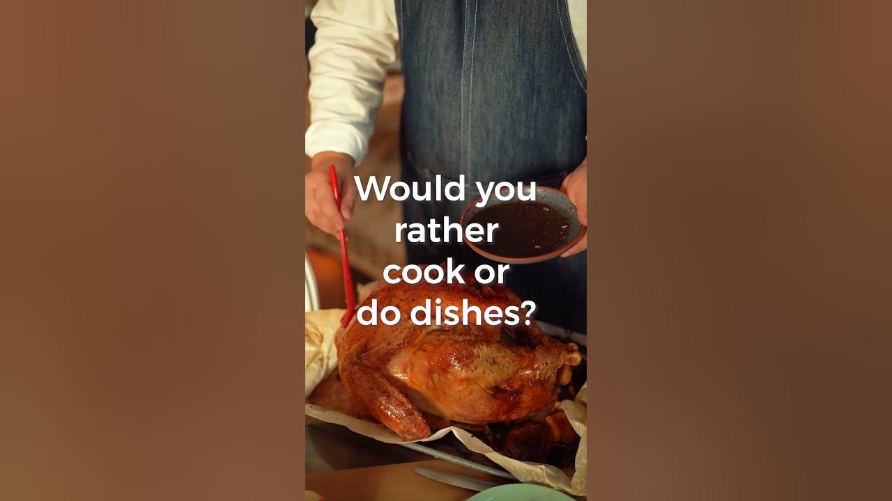 'Video thumbnail for Would you rather cook or do dishes for Thanksgiving? | Food questions for ESL #Short'