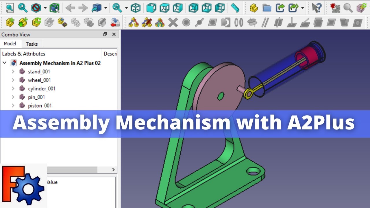 'Video thumbnail for Mechanism in FreeCAD with A2Plus Workbench | A2Plus Workbench   FreeCAD | Mechnexus'