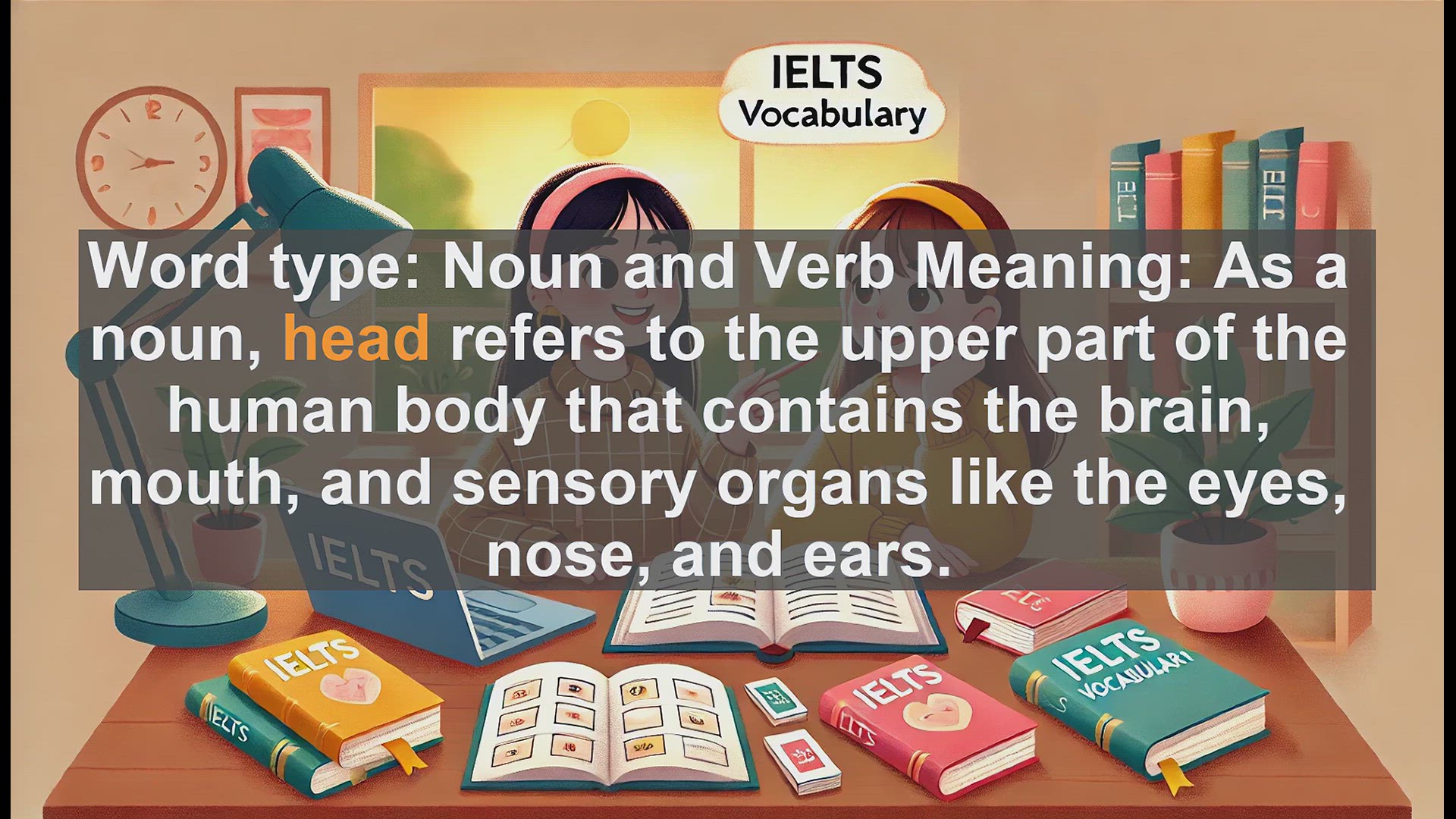 'Video thumbnail for 2500 Must Know IELTS 5.5 Vocabulary - Understanding 'Head': Noun, Verb, and Its Many Uses'