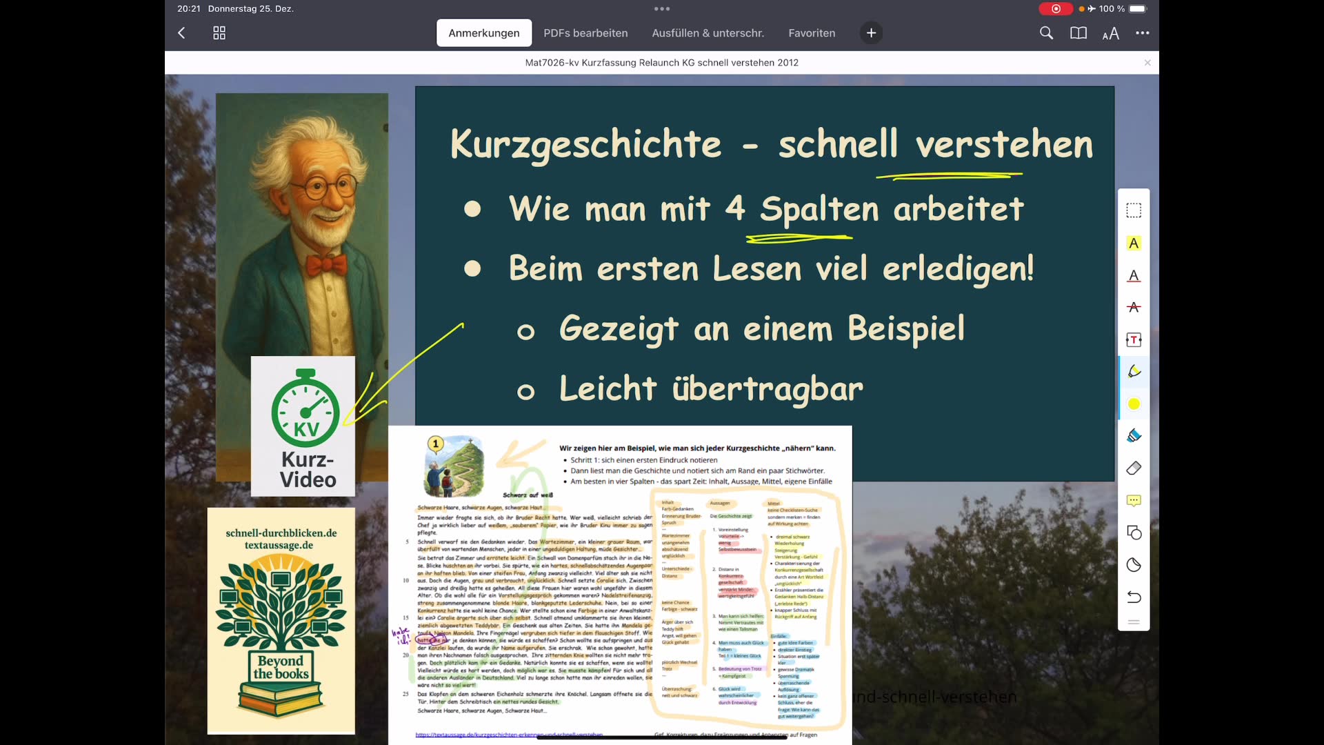 Video thumbnail for 6-Min-Tipp: Kurzgeschichte schnell verstehen - und mit 4 Spalten schon viel sammeln für den Erfolg