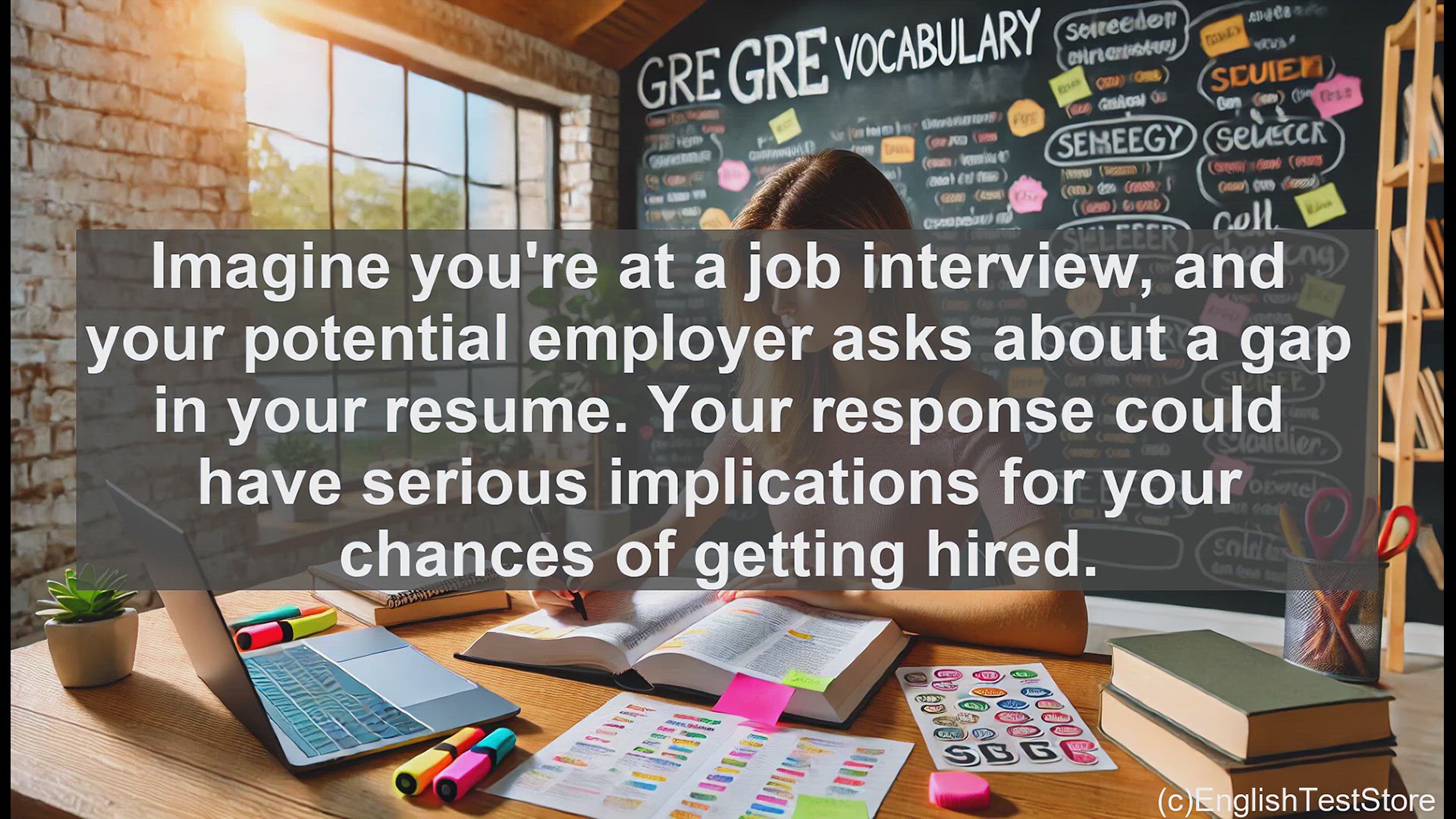 'Video thumbnail for GRE Vocabulary Lesson: Navigating the Implications of a Resume Gap'