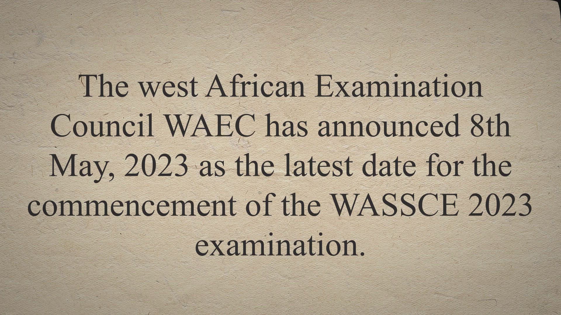 Video thumbnail for WAEC Examination Date 2023