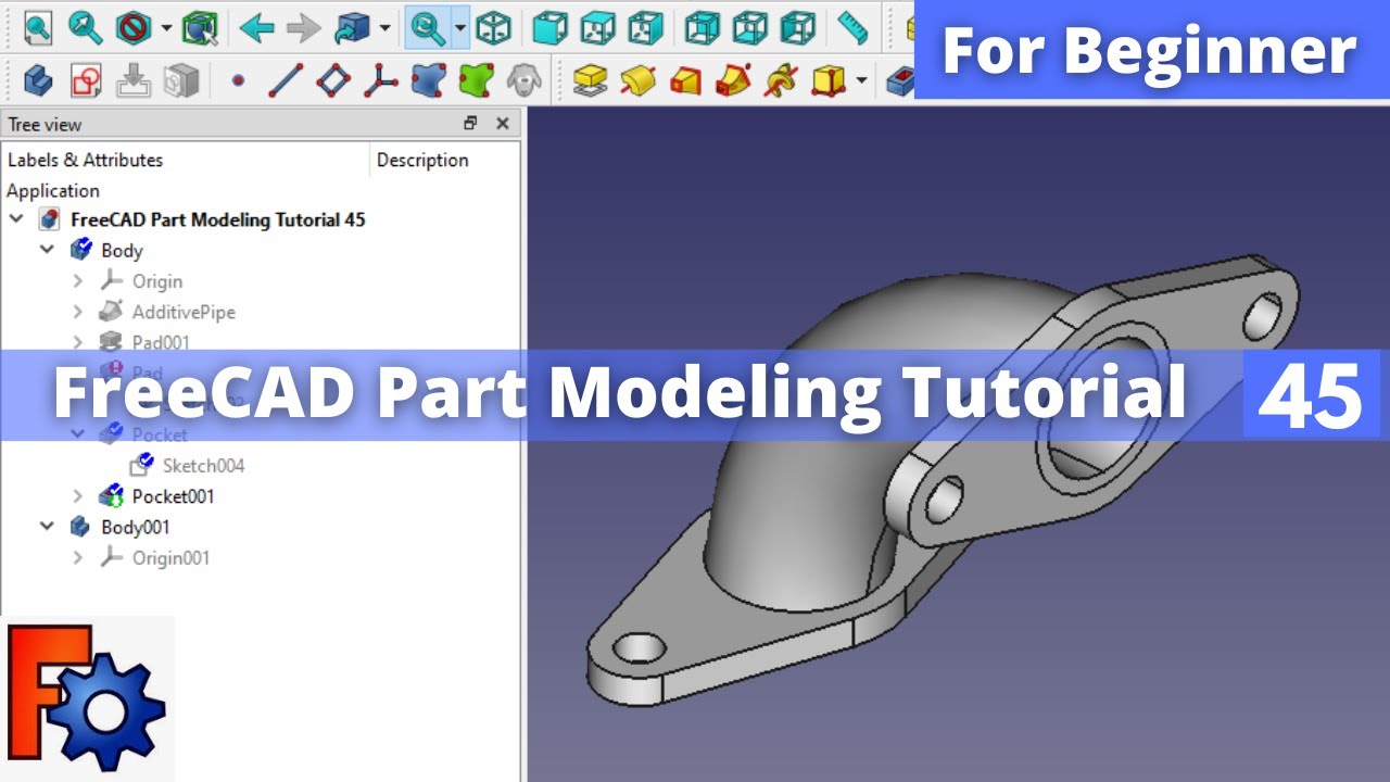 'Video thumbnail for FreeCAD Part Modeling Tutorial 45 | FreeCAD Tutorial | FreeCAD Part Design | Mechnexus |'