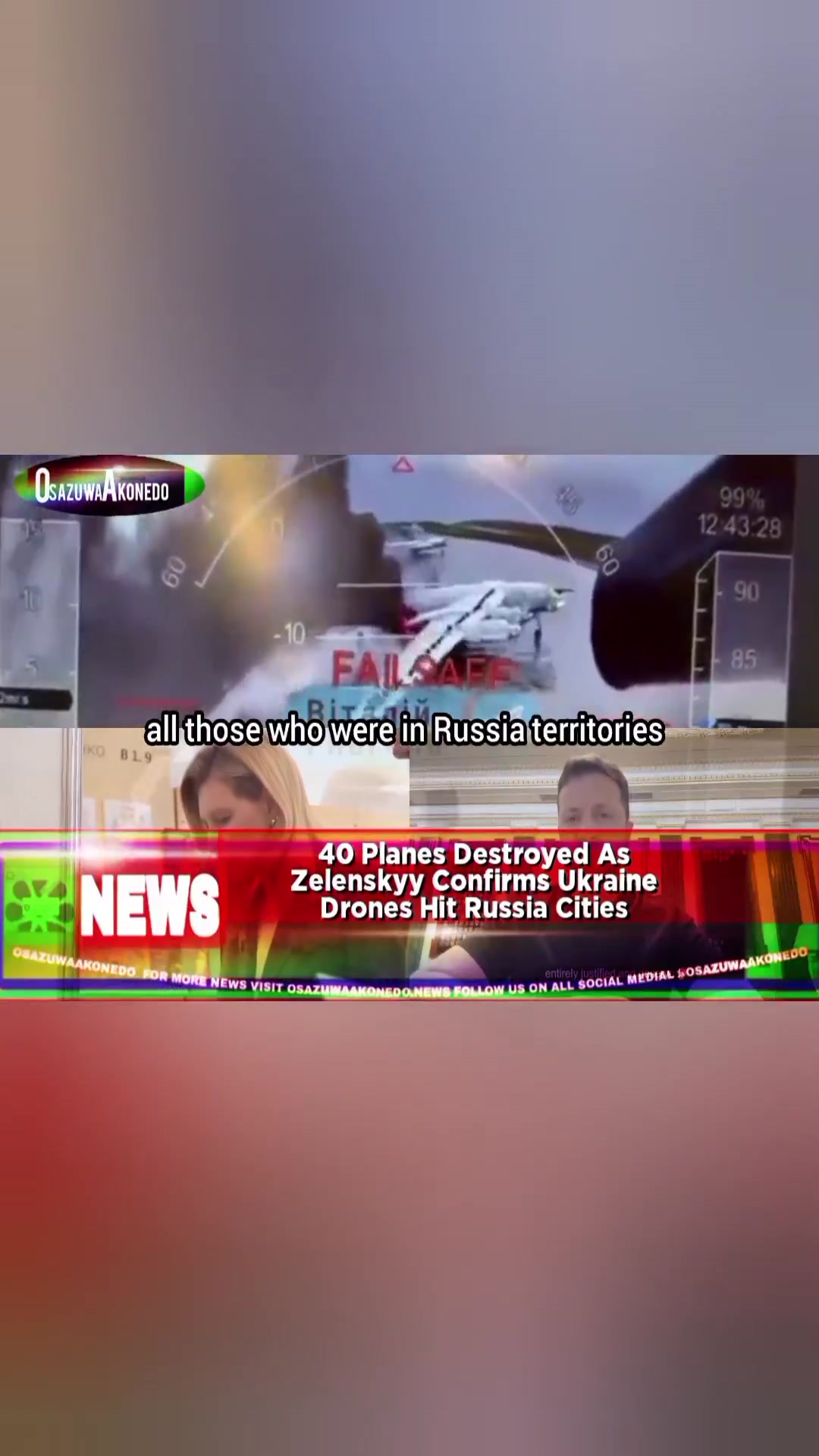 'Video thumbnail for 40 Planes Destroyed As Zelenskyy Confirms Ukraine Drones Hit Russia Cities '