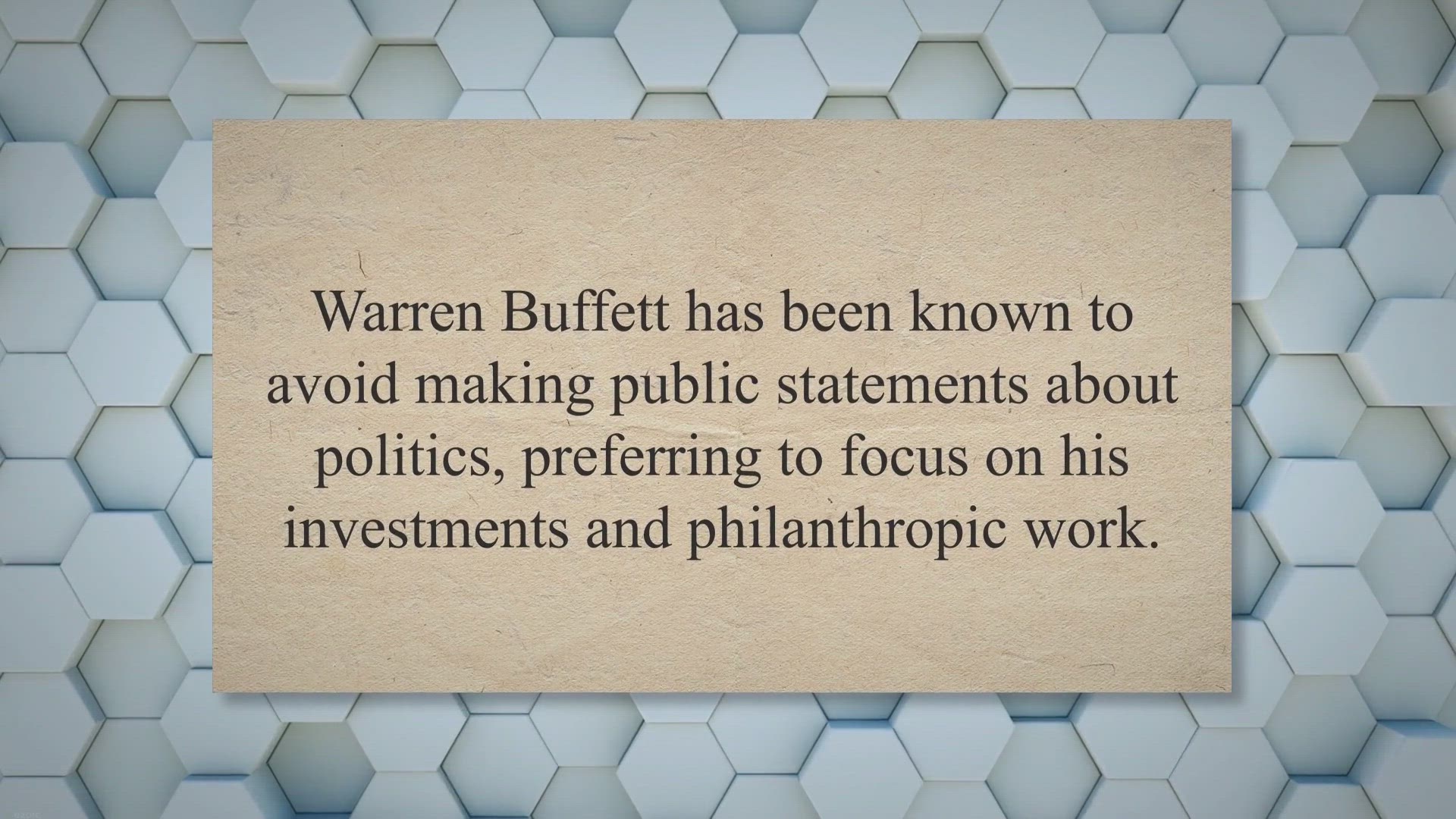 'Video thumbnail for Warren Buffett's Thoughts on Politics:'