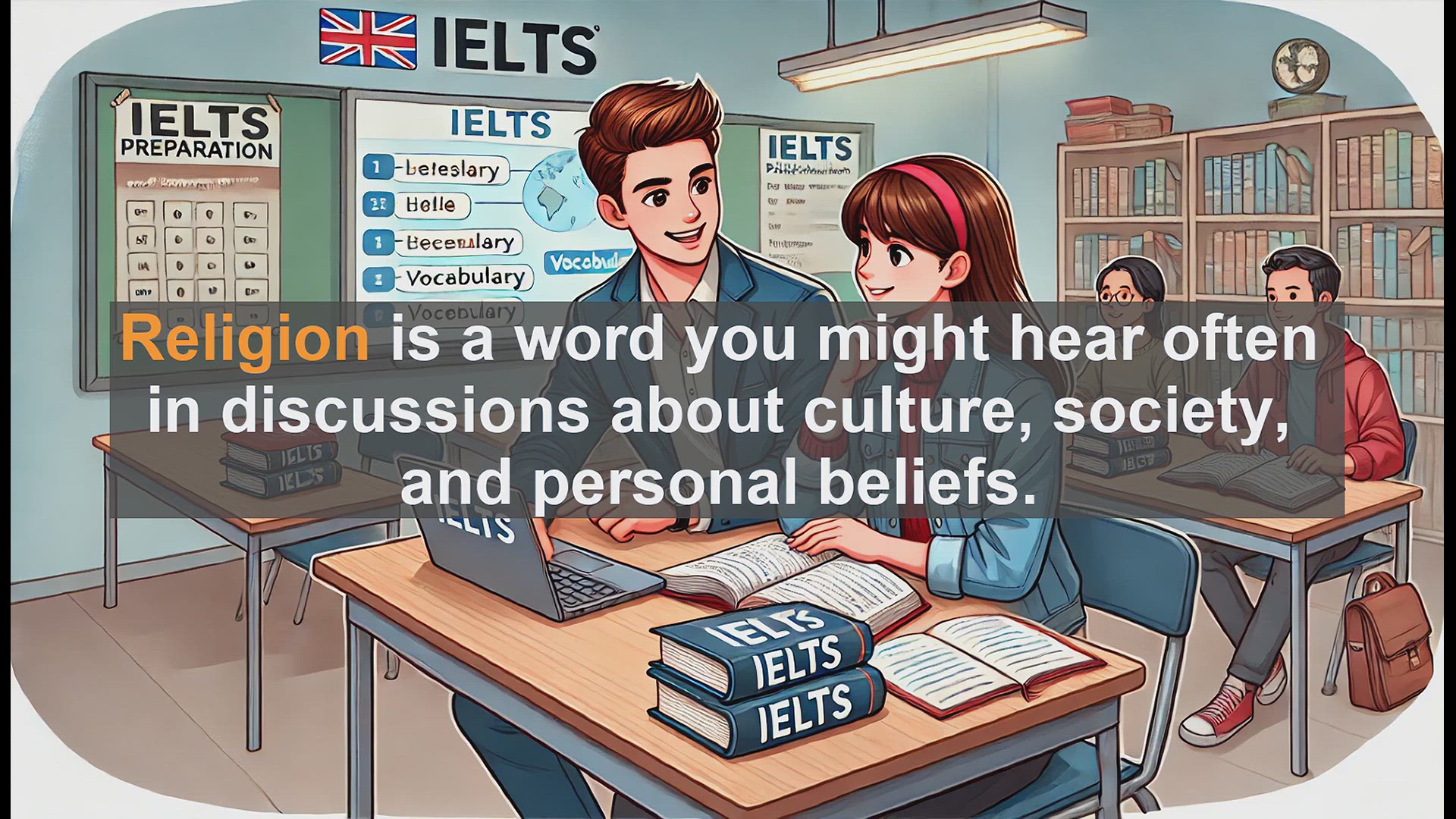 'Video thumbnail for 2500 Must Know IELTS 5.5 Vocabulary - Understanding 'Religion': Key Points for IELTS Success'