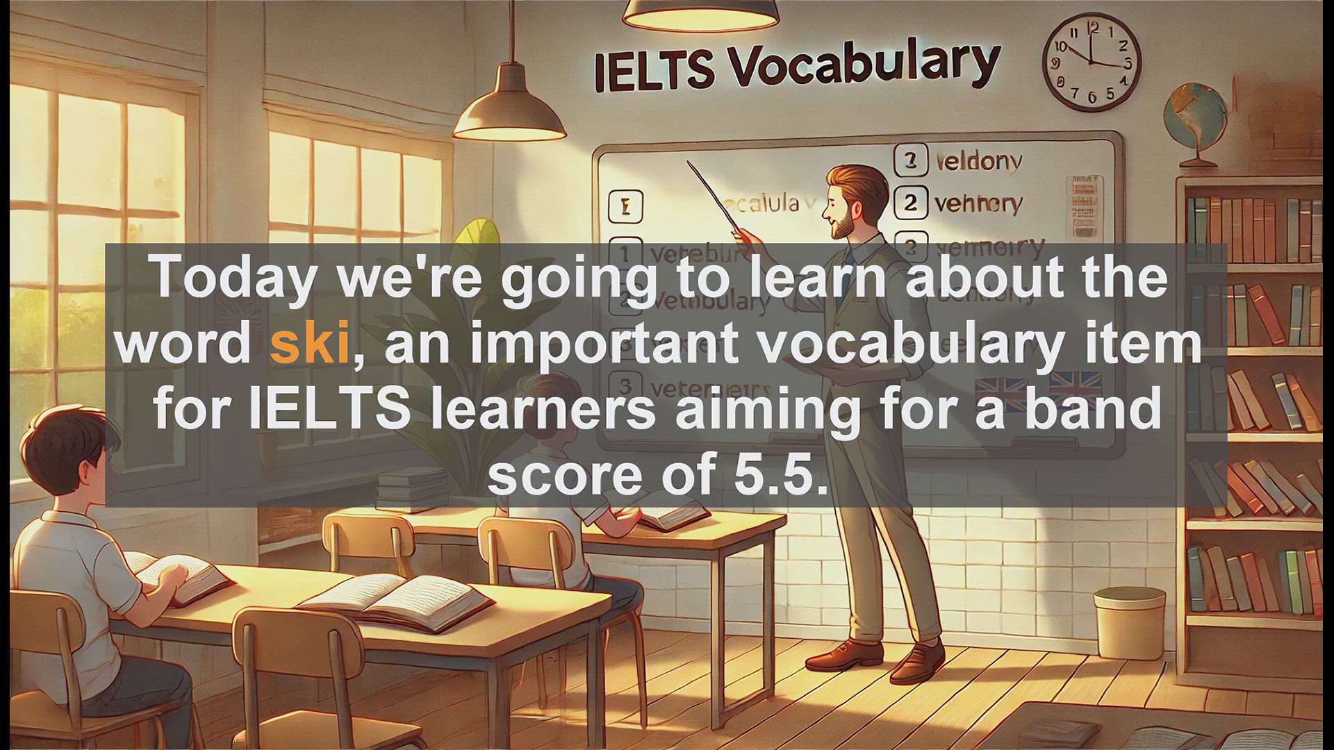 'Video thumbnail for 2500 Must Know IELTS 5.5 Vocabulary - Understanding the Word 'Ski' for IELTS: Noun and Verb Usage'