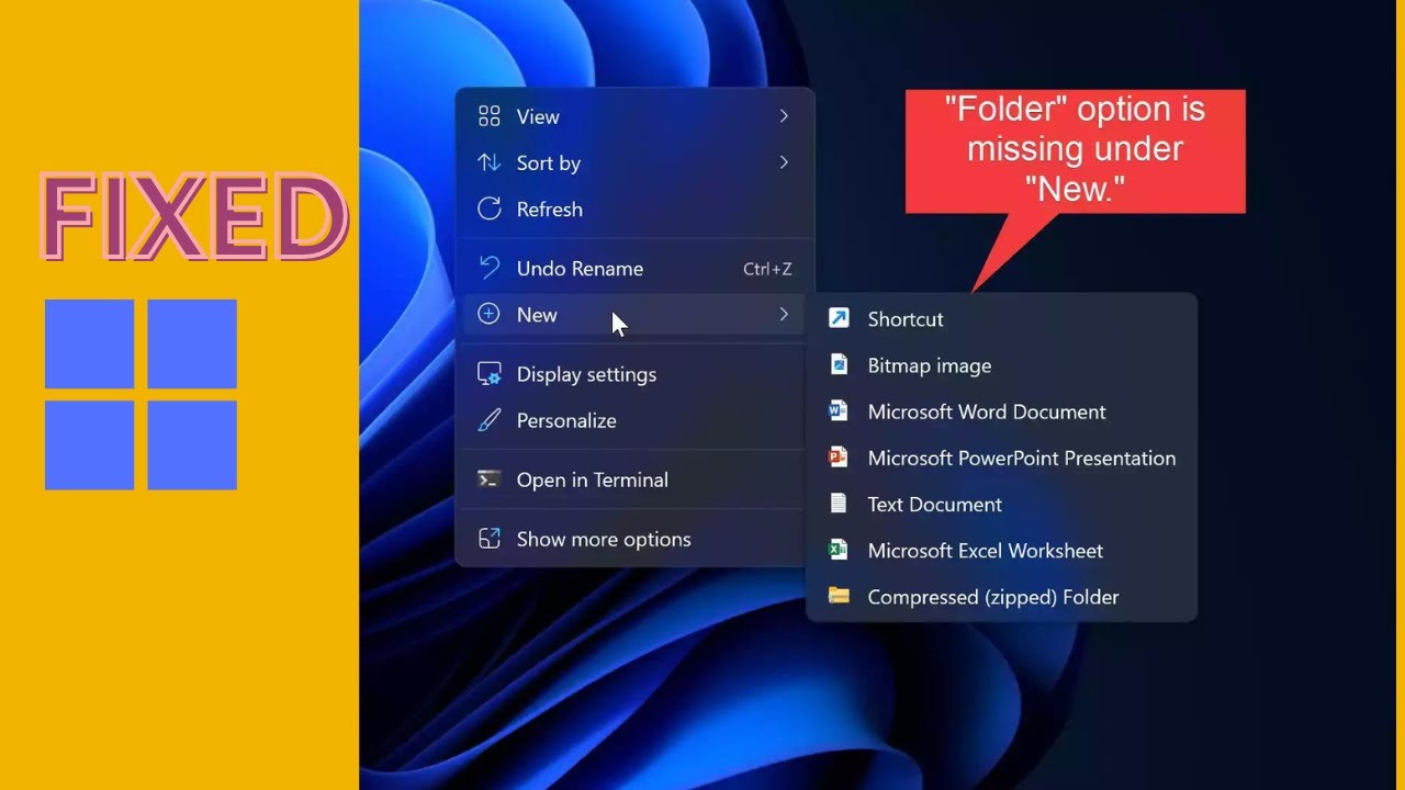 'Video thumbnail for How to Fix Missing New “Folder” Option in Right Click Menu on Windows 11 | GearUpWindows Tutorial'