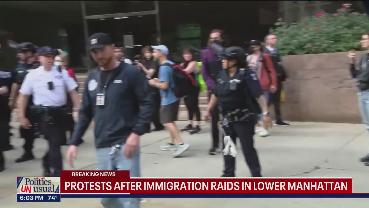 'Video thumbnail for Immigration agents, protesters clash in Lower Manhattan'