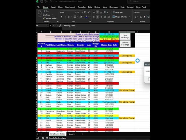 Video thumbnail for Excel Tips - Excel VBA How to color data rows based on expiration dates criteria.