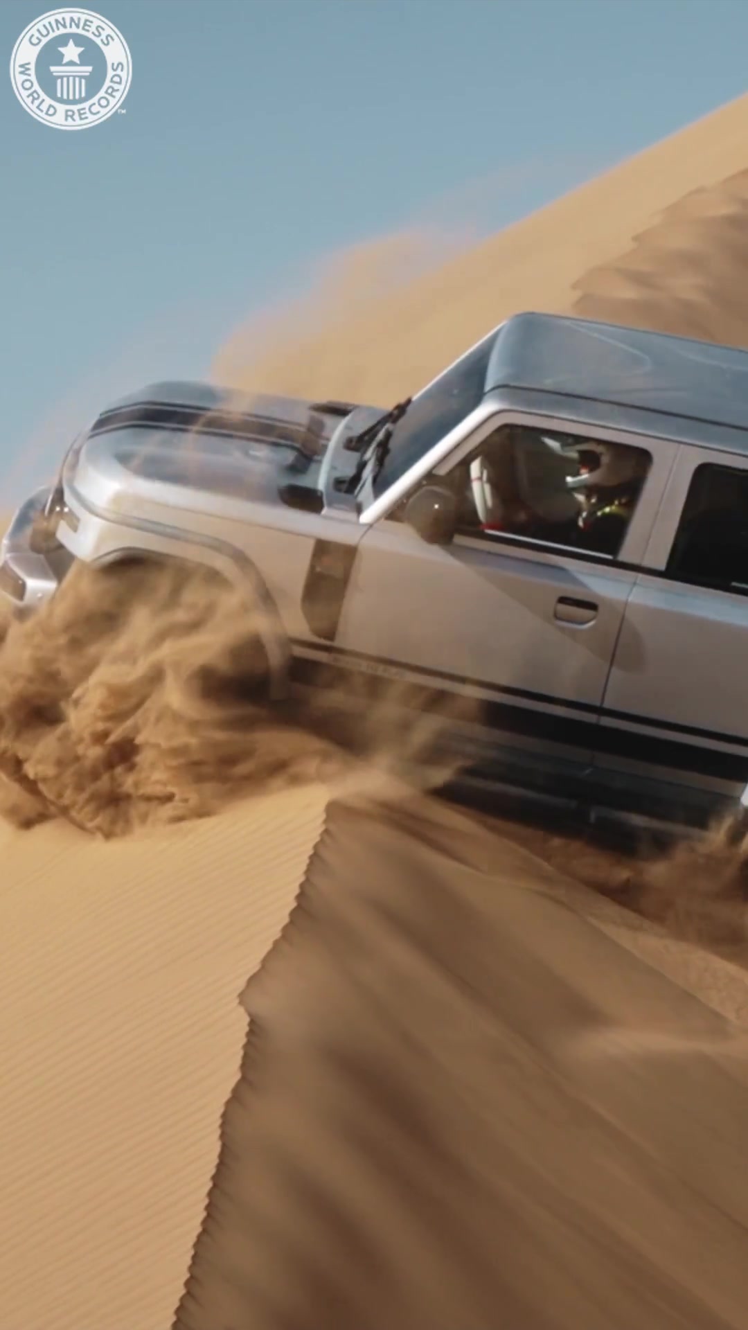 'Video thumbnail for Fastest time to ascend 400 m on a sand dune by a battery electric-powered production SUV'