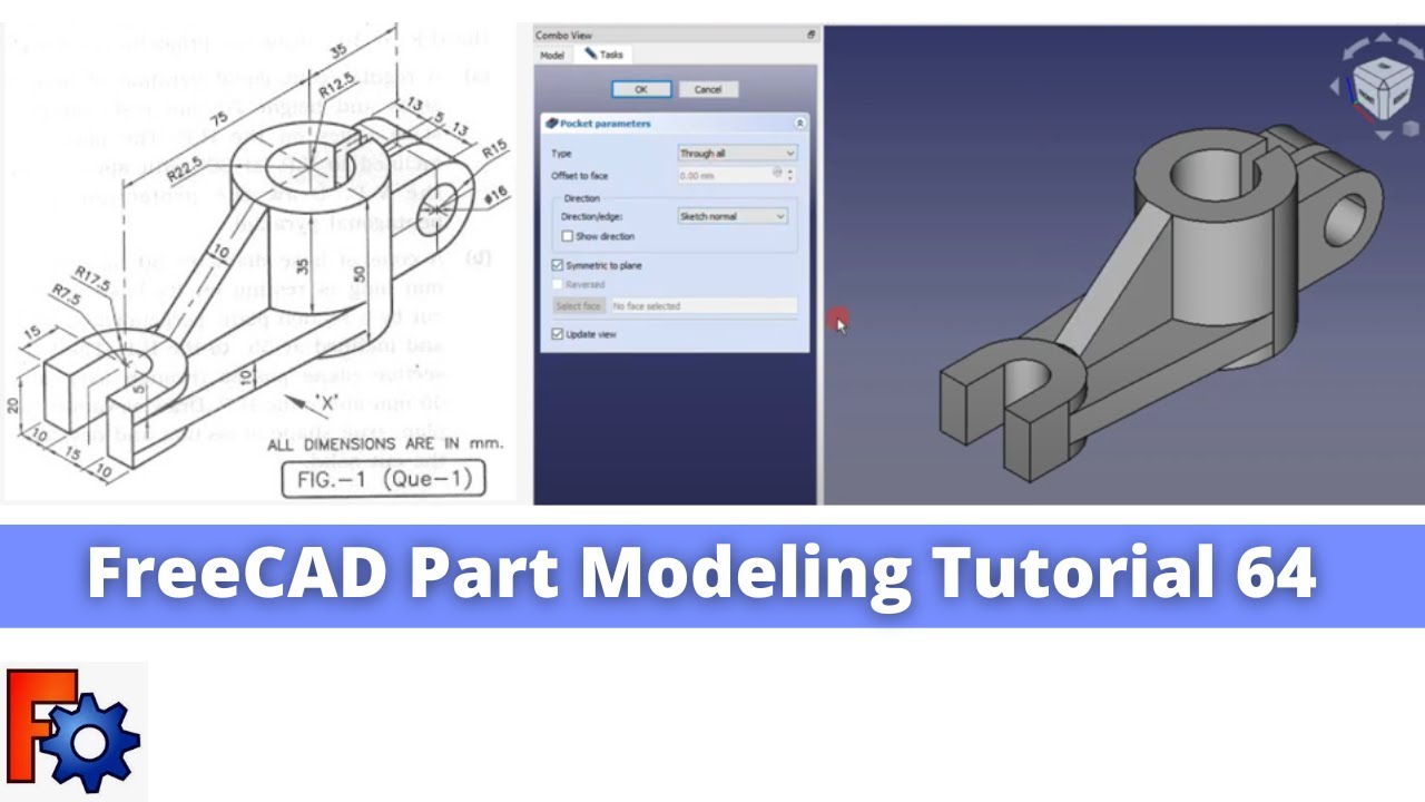 'Video thumbnail for FreeCAD Part Modeling Tutorial 64 | FreeCAD Tutorial | Mechnexus |'