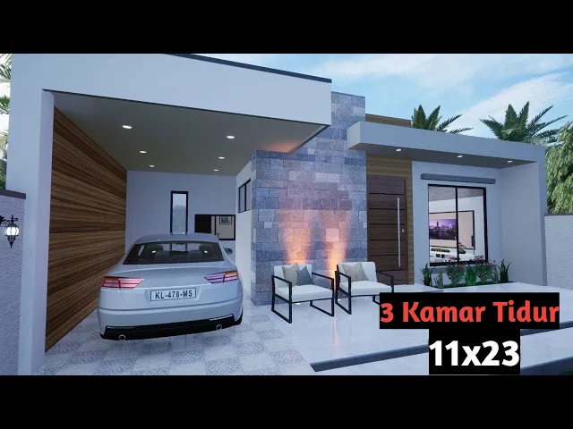 'Video thumbnail for Desain Rumah Atap Datar 1 Lantai 11X23m dengan Kolam Renang'